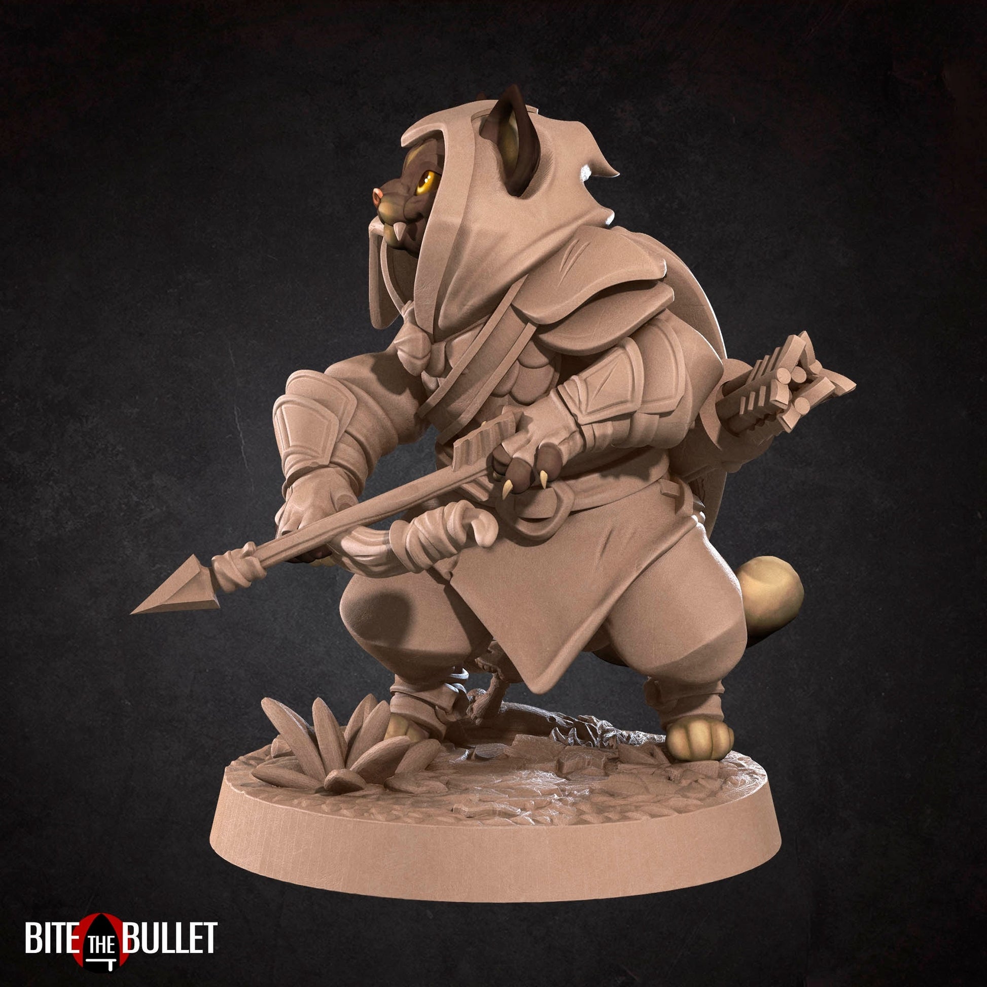 Catfolk Ranger Miniature | Tabletop RPG Miniature | Bite the Bullet | Roleplaying 3D Printed Fantasy Mini - 3DPrintDen