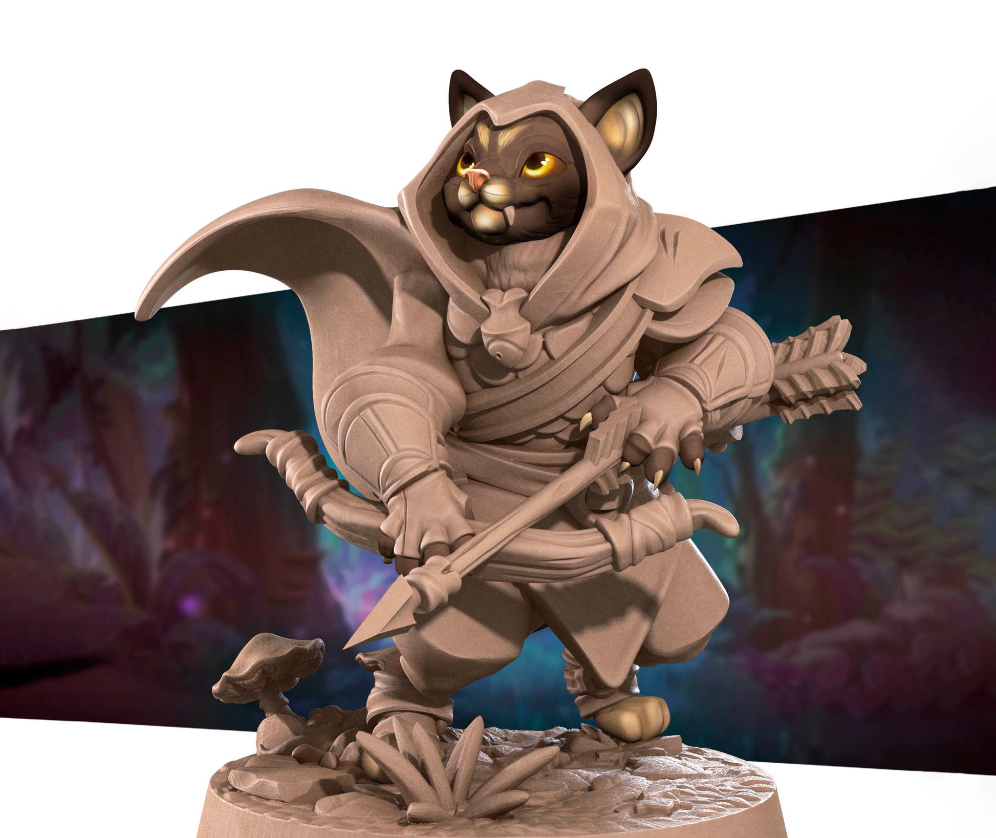 Catfolk Ranger Miniature | Tabletop RPG Miniature | Bite the Bullet | Roleplaying 3D Printed Fantasy Mini - 3DPrintDen