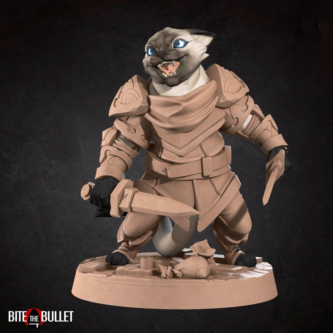 Catfolk Rogue Miniature | Tabletop RPG Miniature | Bite the Bullet | Roleplaying 3D Printed Fantasy Mini - 3DPrintDen