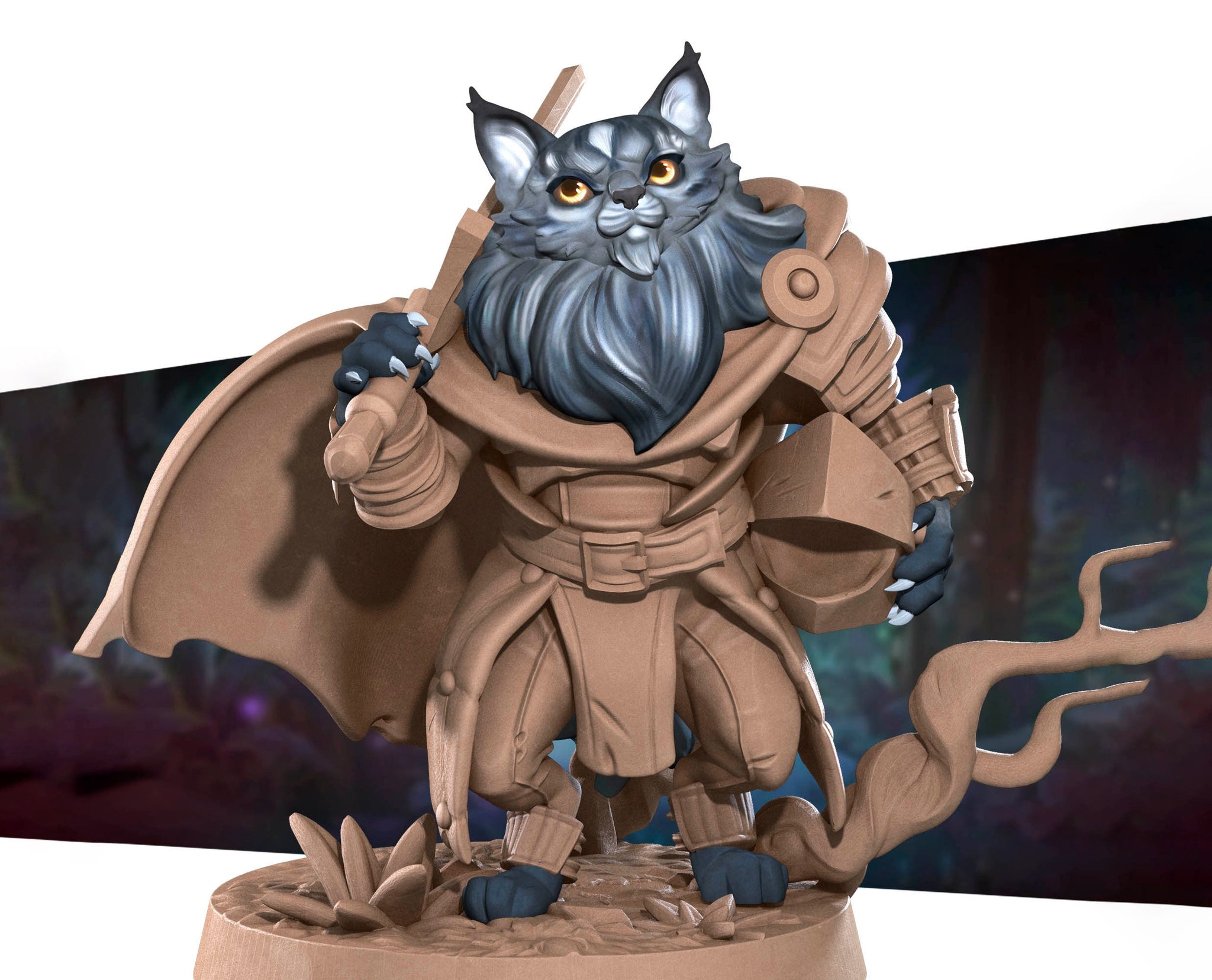 Catfolk Warrior Miniature | Tabletop RPG Miniature | Bite the Bullet | Roleplaying 3D Printed Fantasy Mini - 3DPrintDen