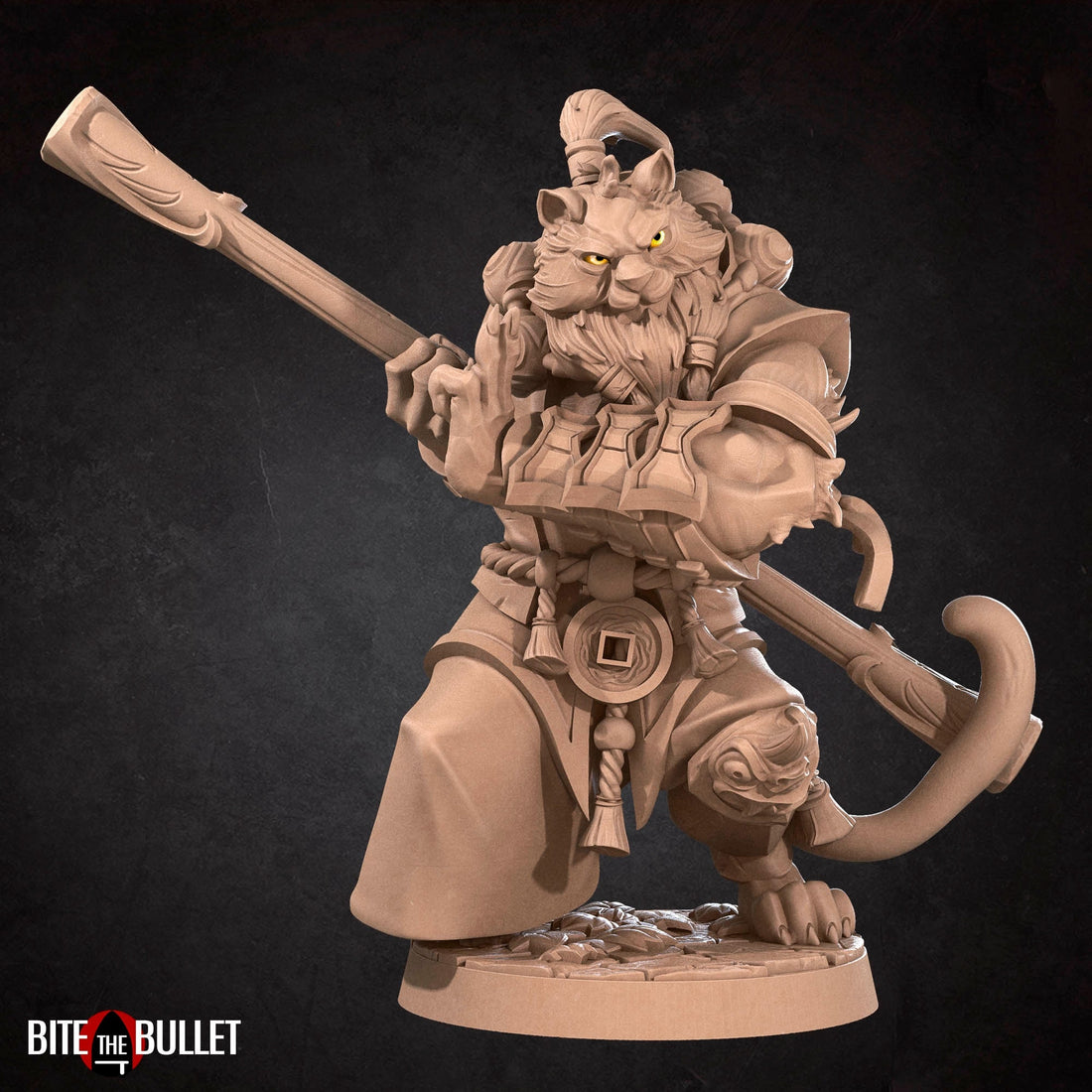 Tabaxi Monk Miniature | Tabletop RPG Miniature | Bite the Bullet | Roleplaying 3D Printed Fantasy Mini - 3DPrintDen