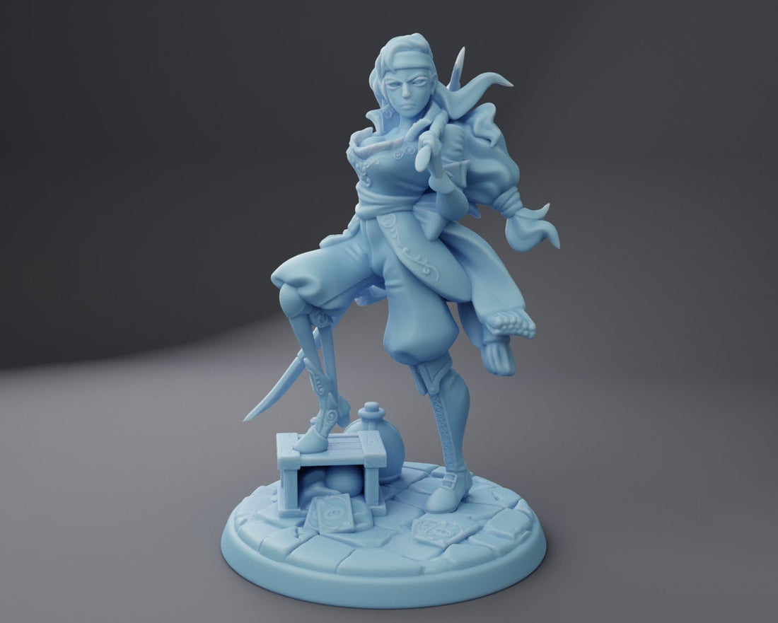 Female Pirate Miniature, Mariellda | Twin Goddess Miniatures | Tabletop RPG Miniature | Roleplaying 3D Printed Fantasy Mini - 3DPrintDen