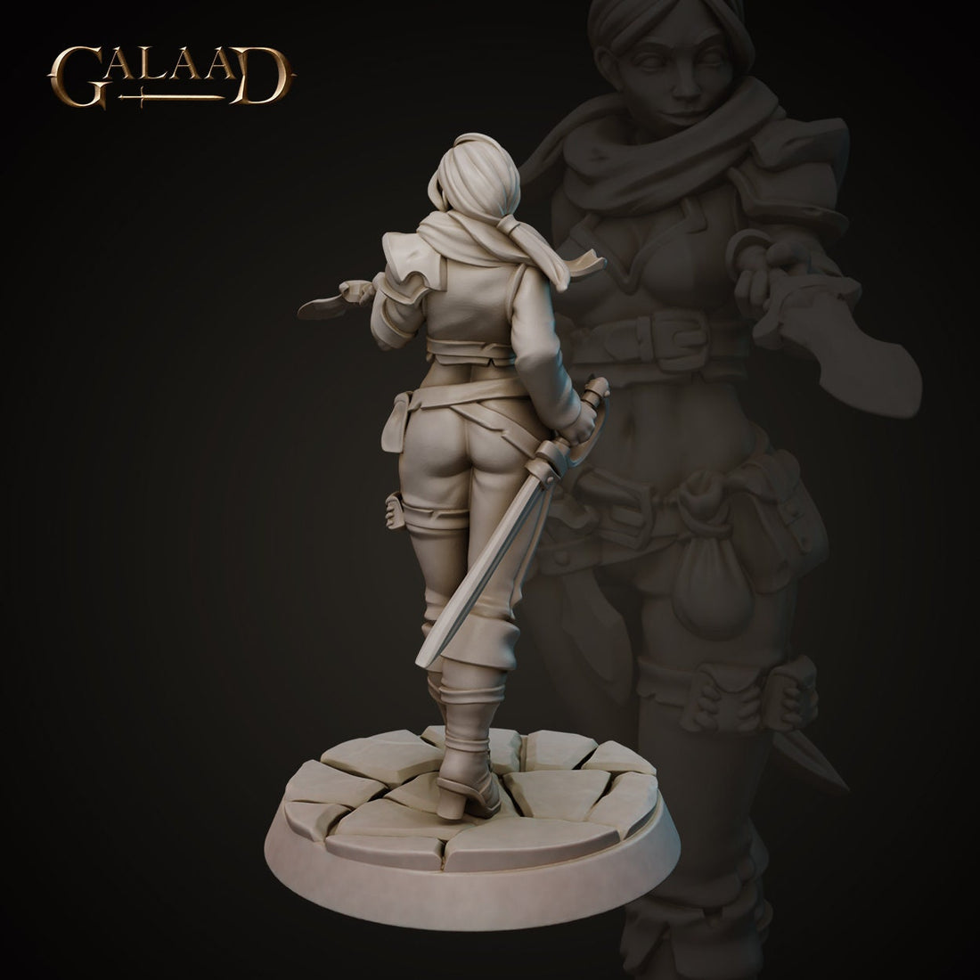 Female Bandit Miniature | Tabletop RPG Miniature | Galaad Miniatures | Roleplaying 3D Printed Fantasy Mini - 3DPrintDen