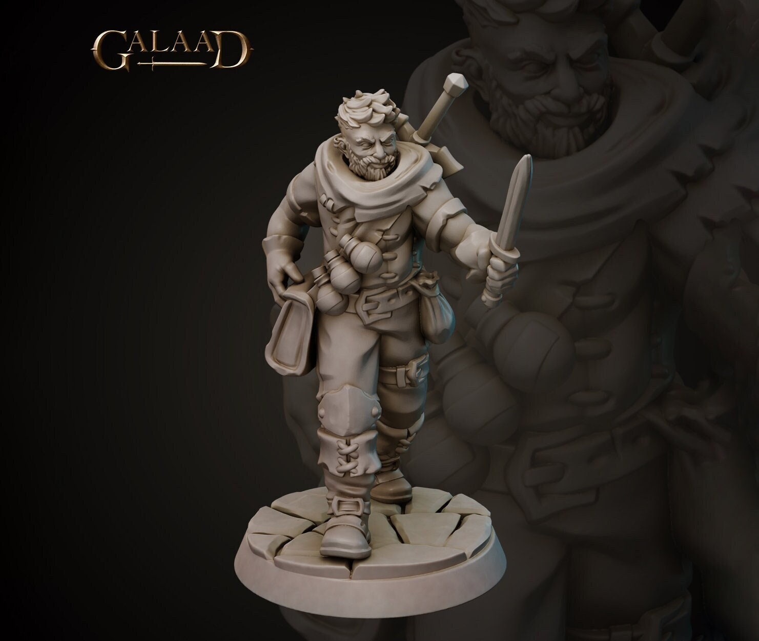 Bandit Miniature | Tabletop RPG Miniature | Galaad Miniatures | Roleplaying 3D Printed Fantasy Mini - 3DPrintDen