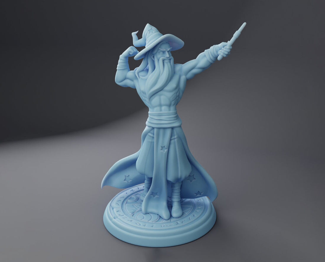 Buff Wizard Miniature | Twin Goddess Miniatures | Tabletop RPG Miniature | Roleplaying 3D Printed Fantasy Mini - 3DPrintDen