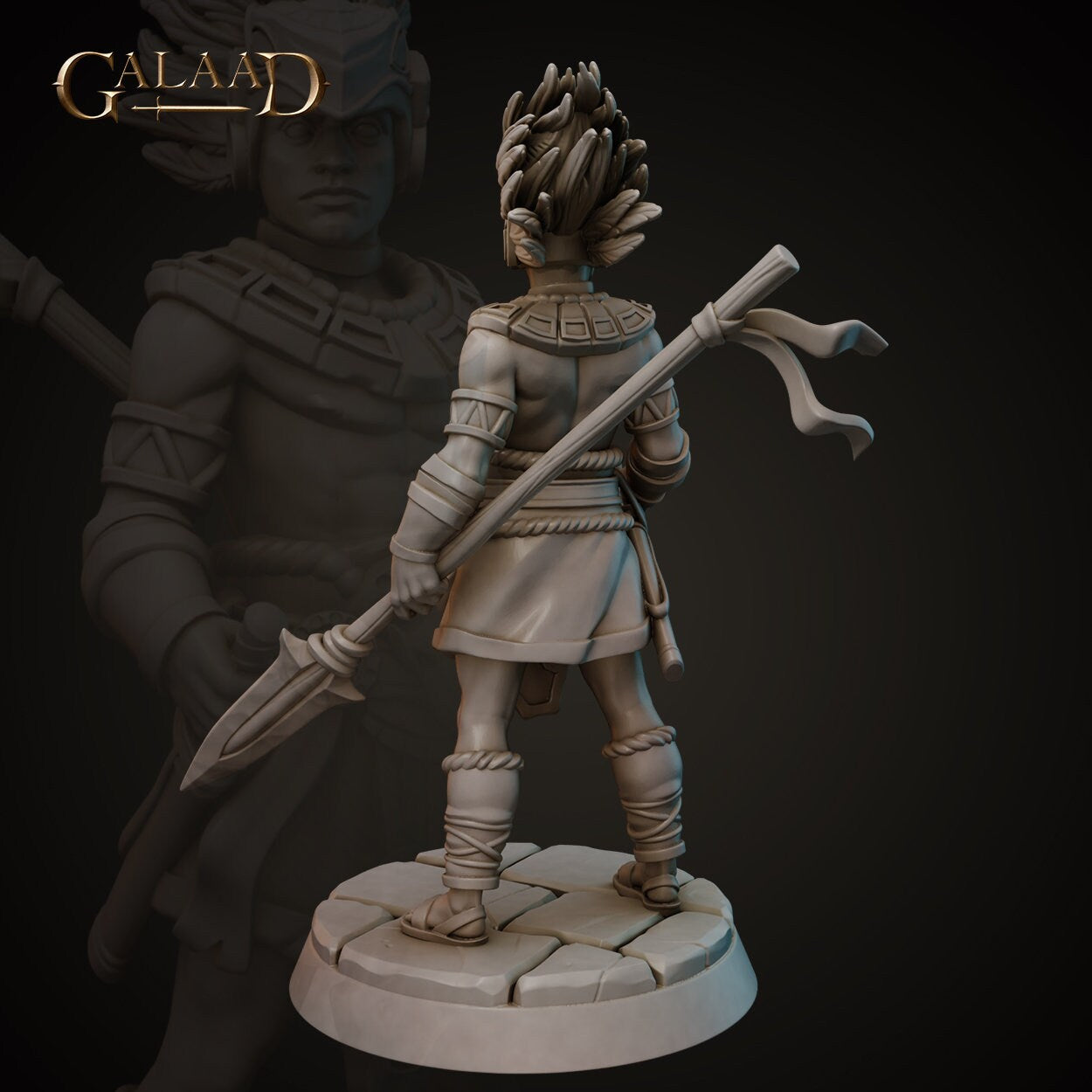 Aztec Fighter Miniature | Tabletop RPG Miniature | Galaad Miniatures | Roleplaying 3D Printed Fantasy Mini - 3DPrintDen