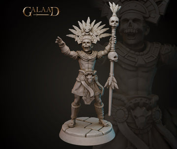 Aztec Shaman Miniature | Tabletop RPG Miniature | Galaad Miniatures | Roleplaying 3D Printed Fantasy Mini - 3DPrintDen