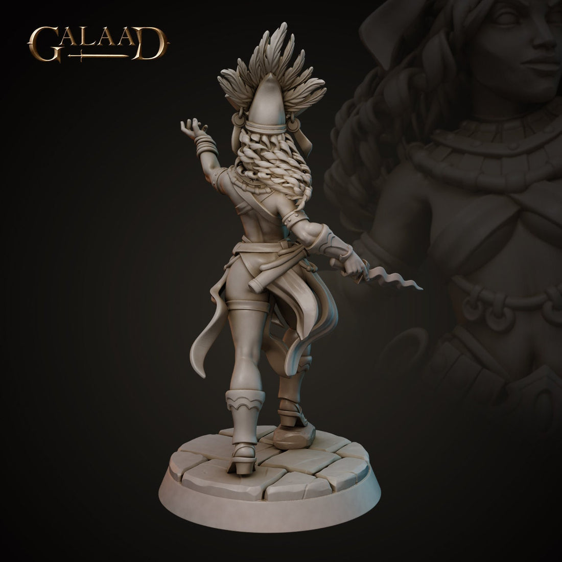 Aztec Priestess Miniature | Tabletop RPG Miniature | Galaad Miniatures | Roleplaying 3D Printed Fantasy Mini - 3DPrintDen