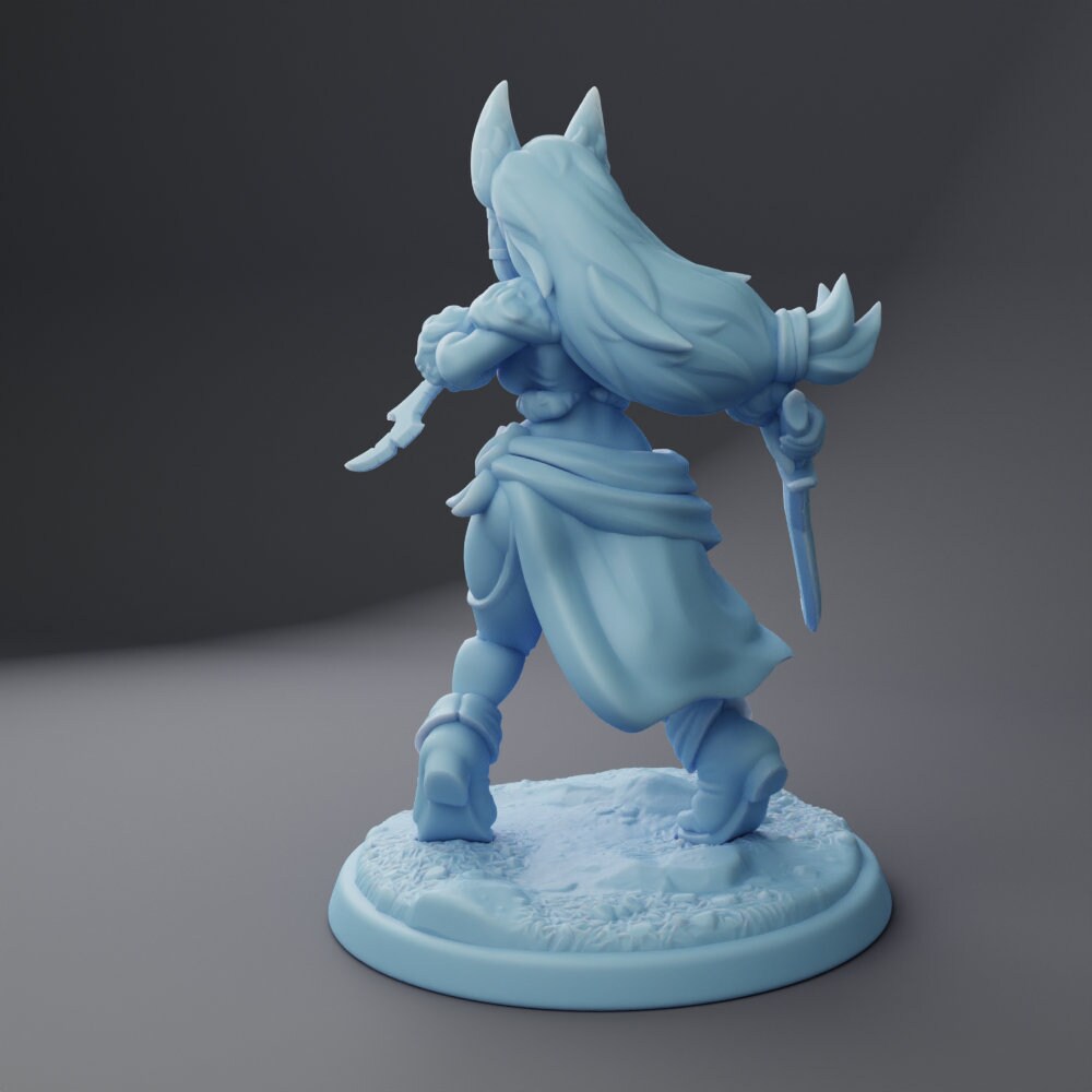 Foxgirl Rogue Miniature | Twin Goddess Miniatures | Tabletop RPG Miniature | Roleplaying 3D Printed Fantasy Mini - 3DPrintDen