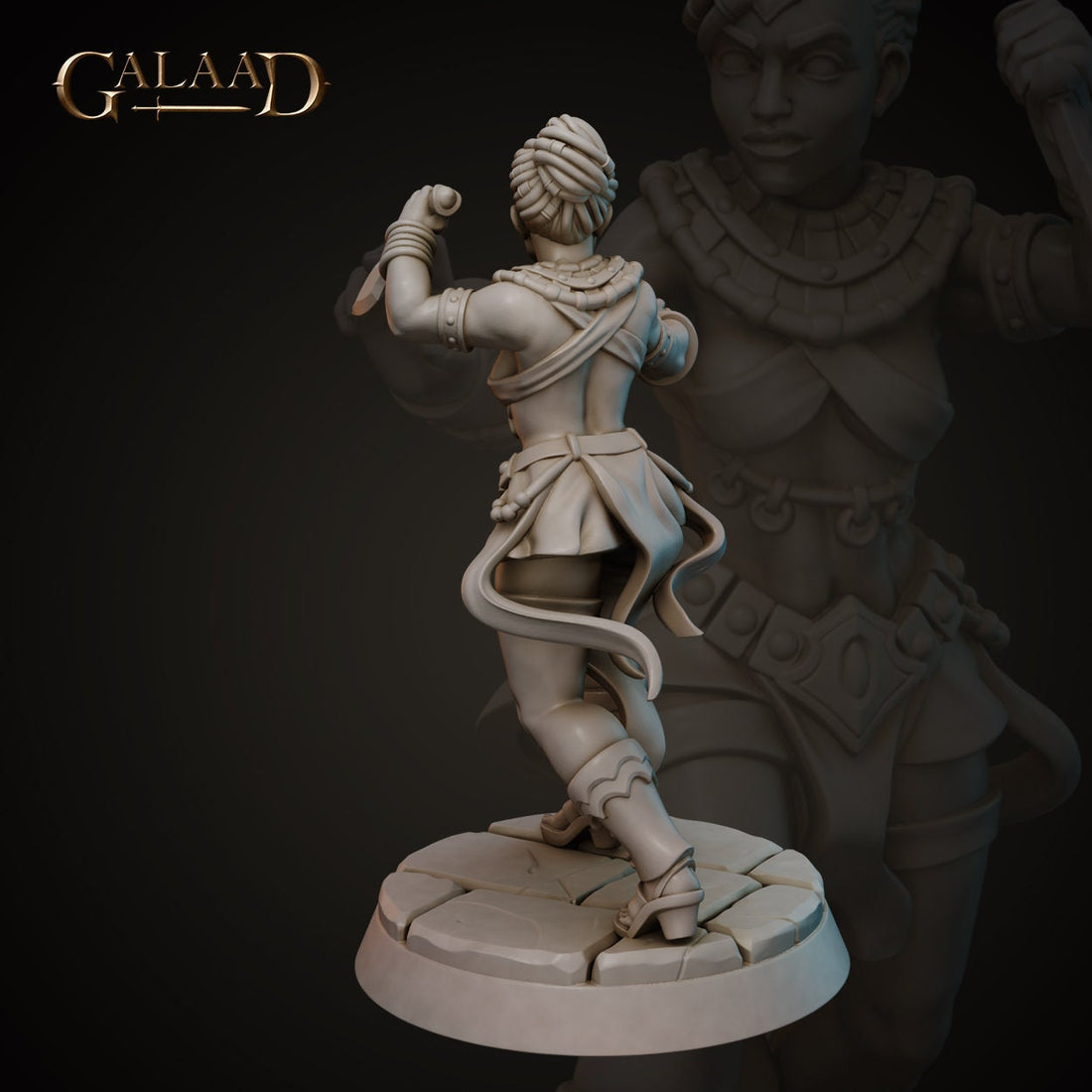 Female Aztec Fighter Miniature | Tabletop RPG Miniature | Galaad Miniatures | Roleplaying 3D Printed Fantasy Mini - 3DPrintDen