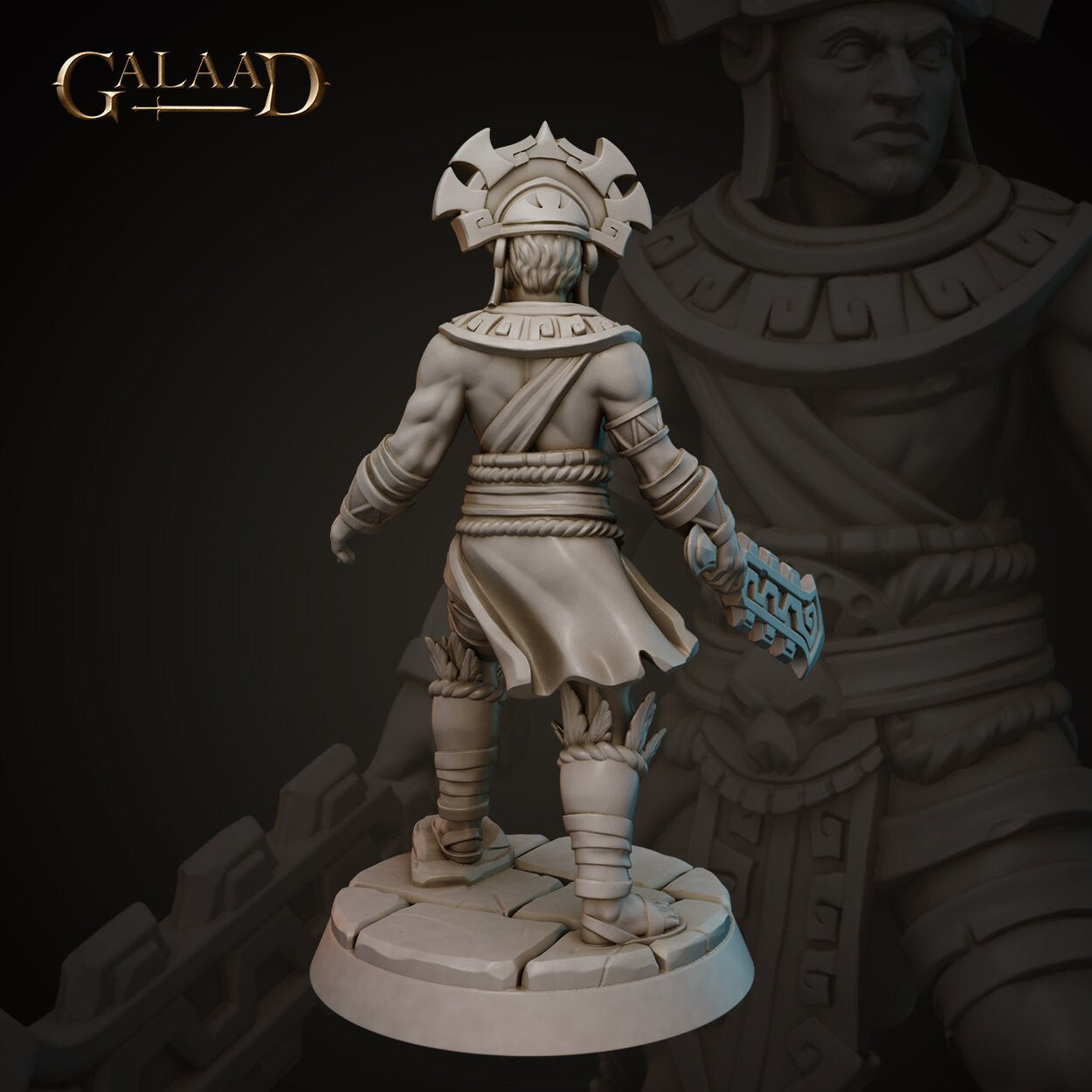 Aztec Fighter Miniature | Tabletop RPG Miniature | Galaad Miniatures | Roleplaying 3D Printed Fantasy Mini - 3DPrintDen