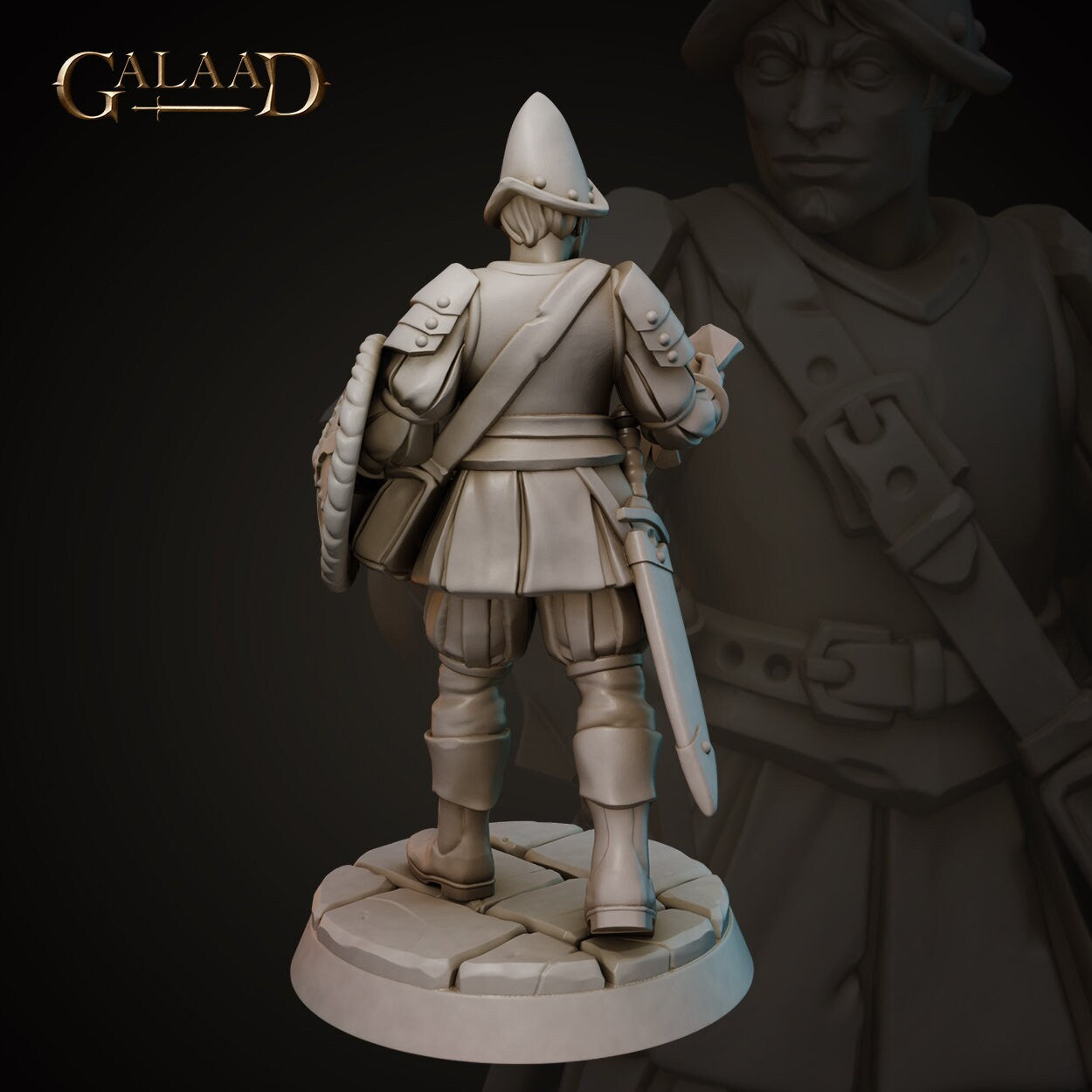 Conquistador Miniature | Tabletop RPG Miniature | Galaad Miniatures | Roleplaying 3D Printed Fantasy Mini - 3DPrintDen