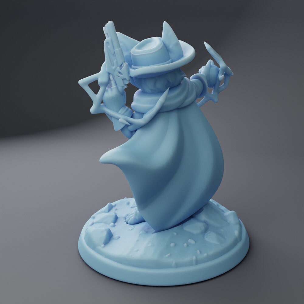 Foxgirl Deputy Miniature, Lucille | Twin Goddess Miniatures | Tabletop RPG Miniature | Roleplaying 3D Printed Fantasy Mini - 3DPrintDen