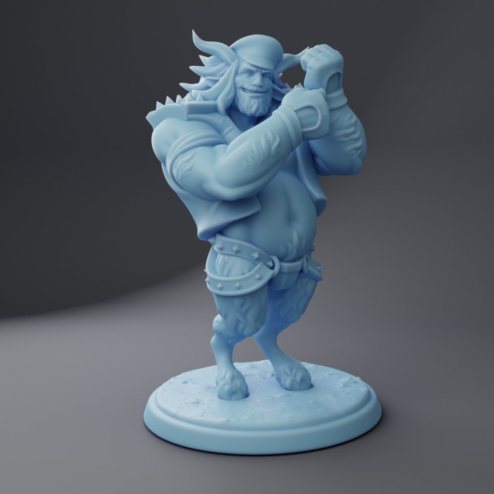 Satyr Cowboy Biker Miniature | Twin Goddess Miniatures | Tabletop RPG Miniature | Roleplaying 3D Printed Fantasy Mini - 3DPrintDen