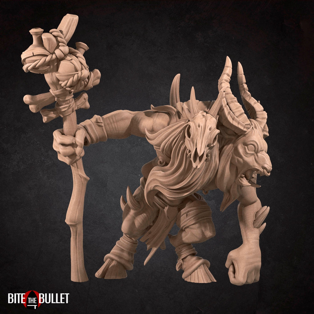 Satyr Shaman Miniature | Tabletop RPG Miniature | Bite the Bullet | Roleplaying 3D Printed Fantasy Mini - 3DPrintDen