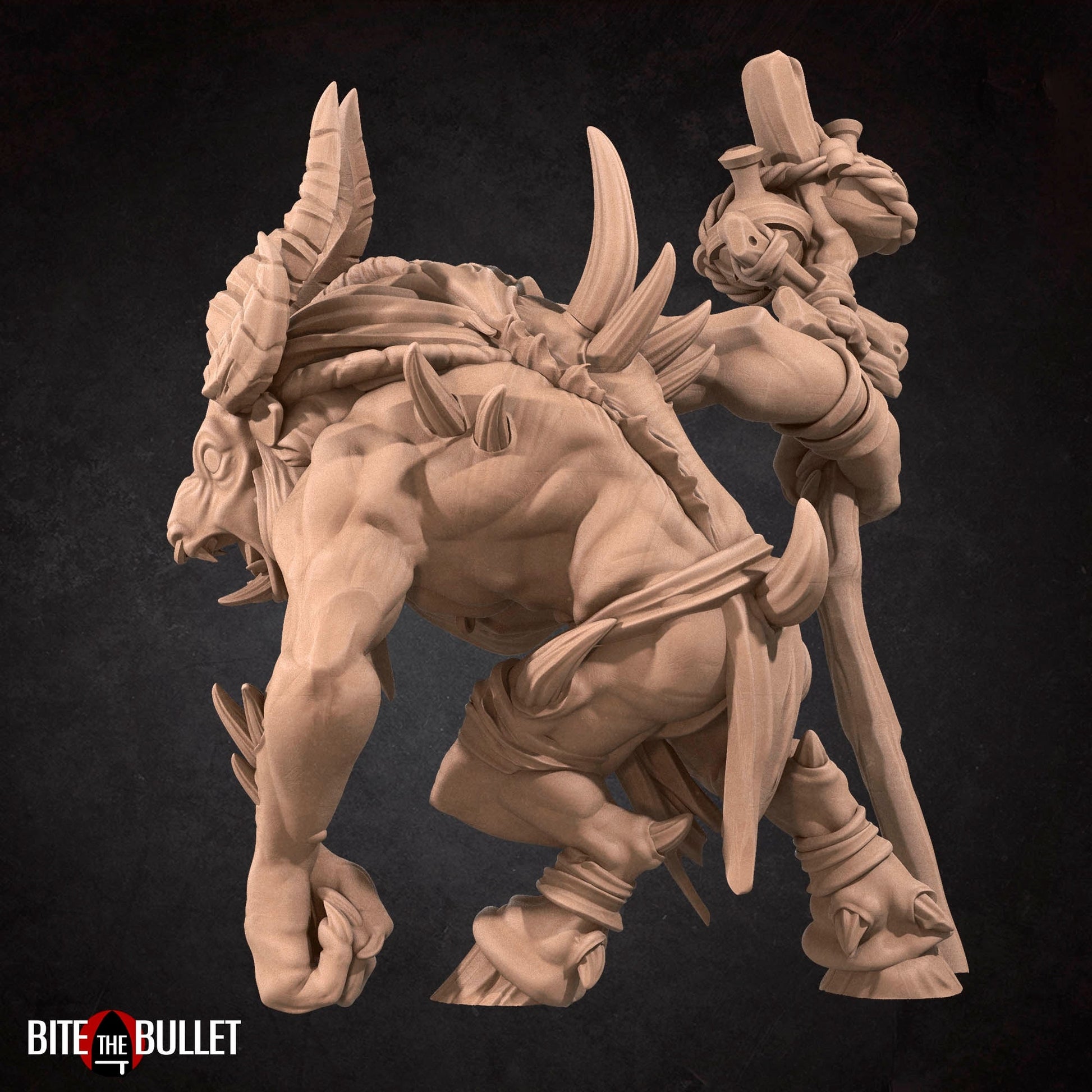 Satyr Shaman Miniature | Tabletop RPG Miniature | Bite the Bullet | Roleplaying 3D Printed Fantasy Mini - 3DPrintDen