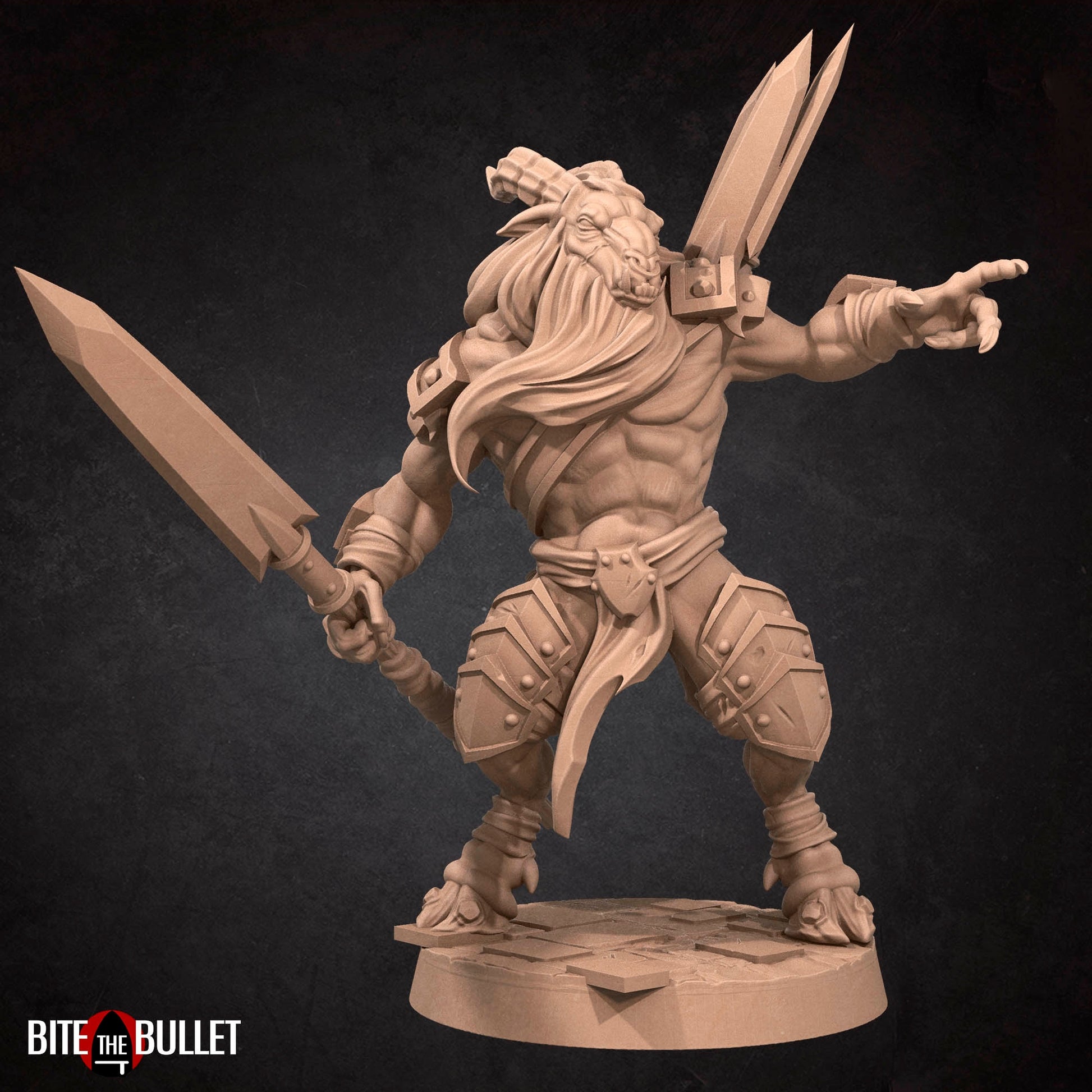 Satyr Warrior Miniature | Tabletop RPG Miniature | Bite the Bullet | Roleplaying 3D Printed Fantasy Mini - 3DPrintDen