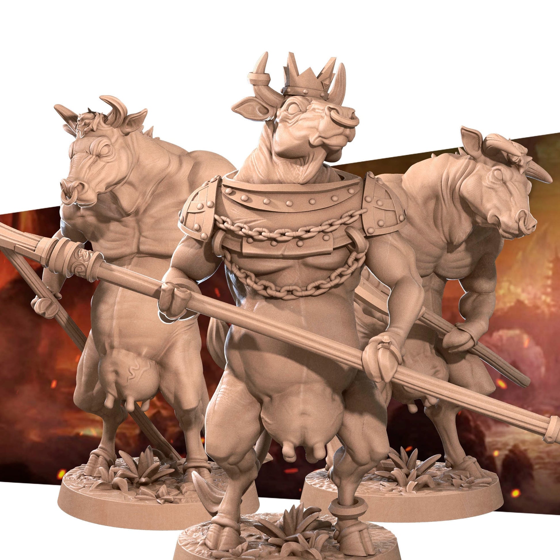 Hell Bovine Miniature | Tabletop RPG Miniature | Bite the Bullet | Roleplaying 3D Printed Fantasy Mini - 3DPrintDen