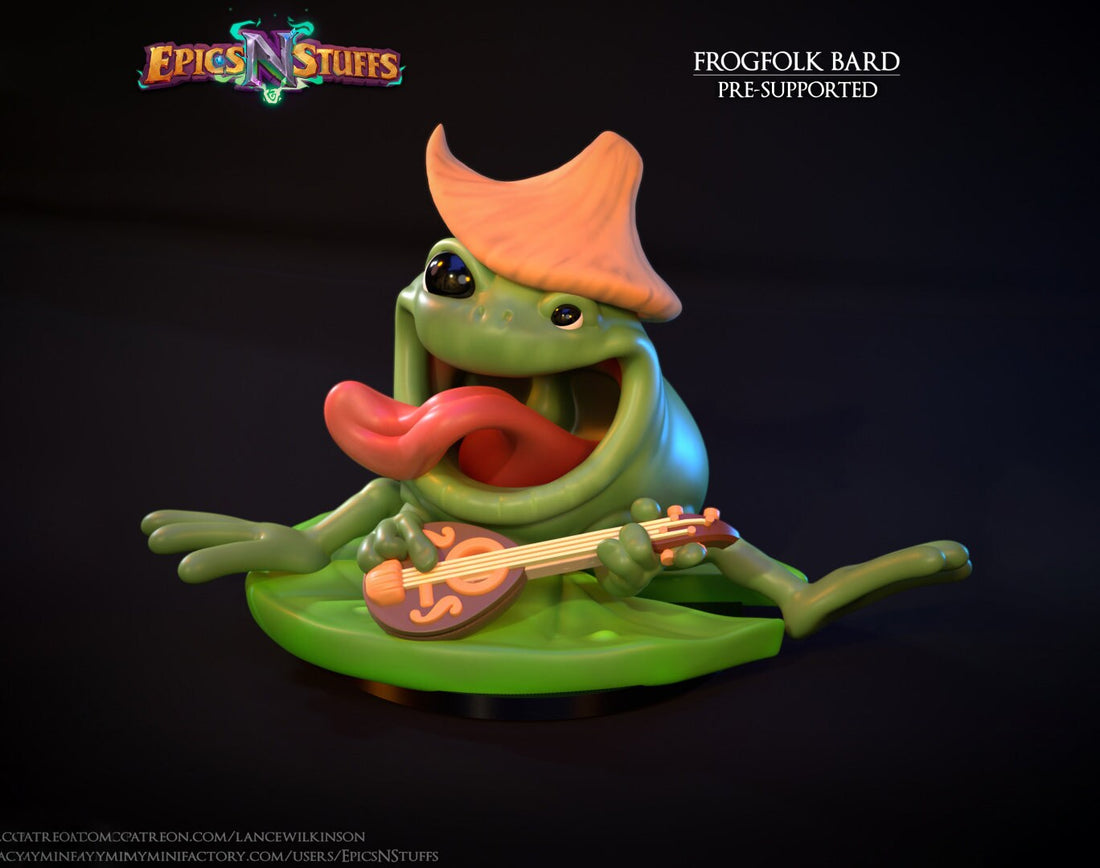 Frogfolk Bard Miniature | Tabletop RPG Miniature | Epic 'N' Stuff | Roleplaying 3D Printed Fantasy Mini - 3DPrintDen