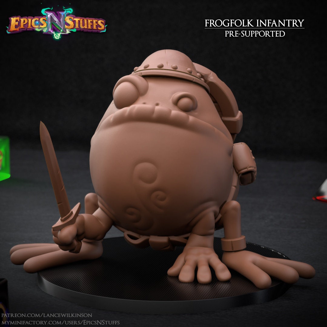 Frogfolk Infantry Miniature | Tabletop RPG Miniature | Epic 'N' Stuff | Roleplaying 3D Printed Fantasy Mini - 3DPrintDen