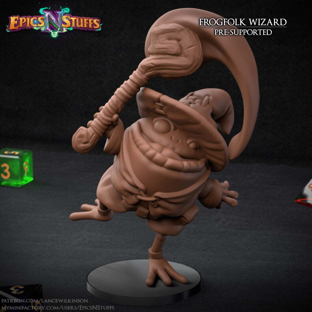 Frogfolk Wizard Miniature | Tabletop RPG Miniature | Epic 'N' Stuff | Roleplaying 3D Printed Fantasy Mini - 3DPrintDen