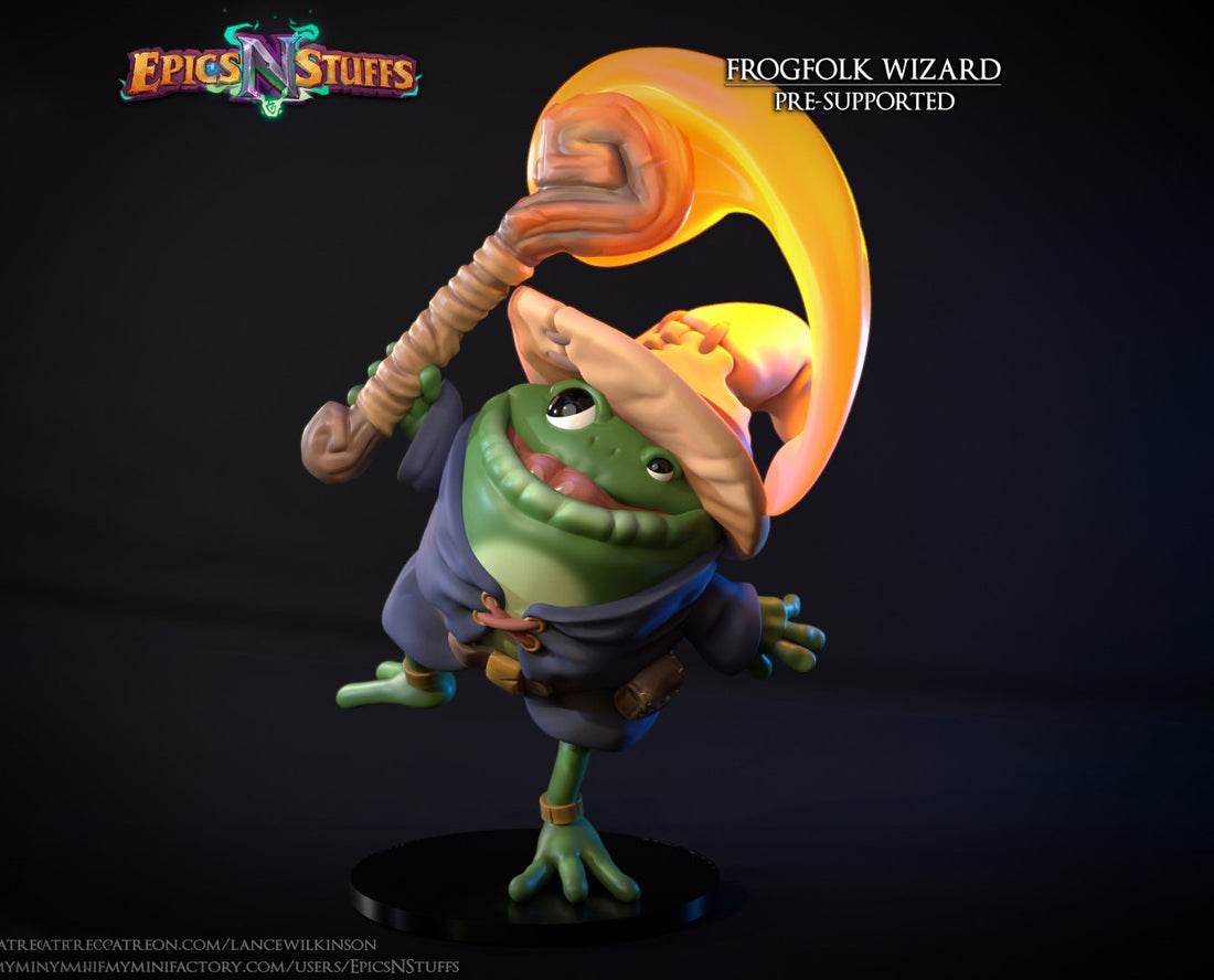 Frogfolk Wizard Miniature | Tabletop RPG Miniature | Epic 'N' Stuff | Roleplaying 3D Printed Fantasy Mini - 3DPrintDen