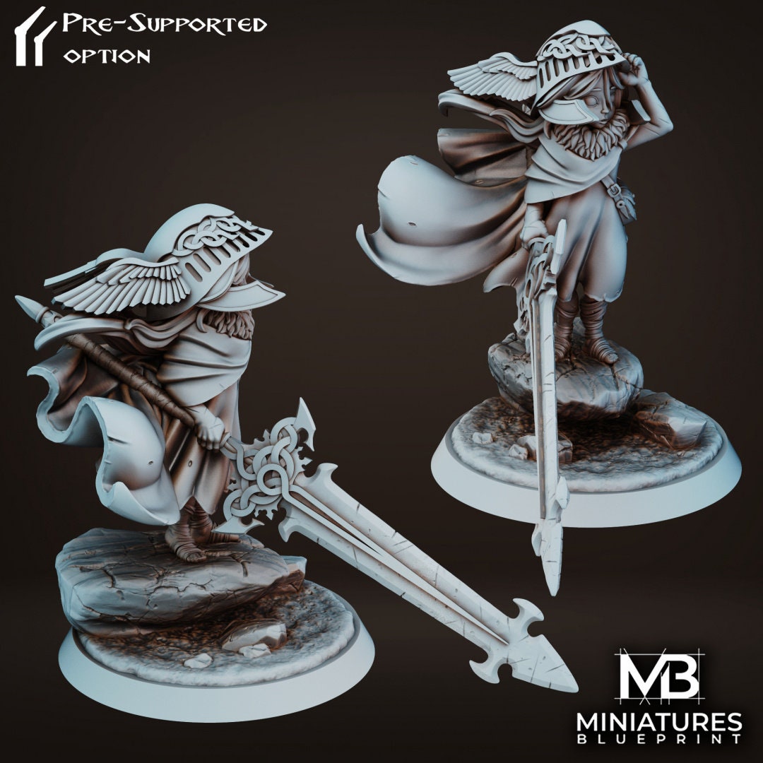 Child Warrior Miniature, Melanie | Tabletop RPG Miniature | Miniatures Blueprint | Roleplaying 3D Printed Fantasy Mini - 3DPrintDen