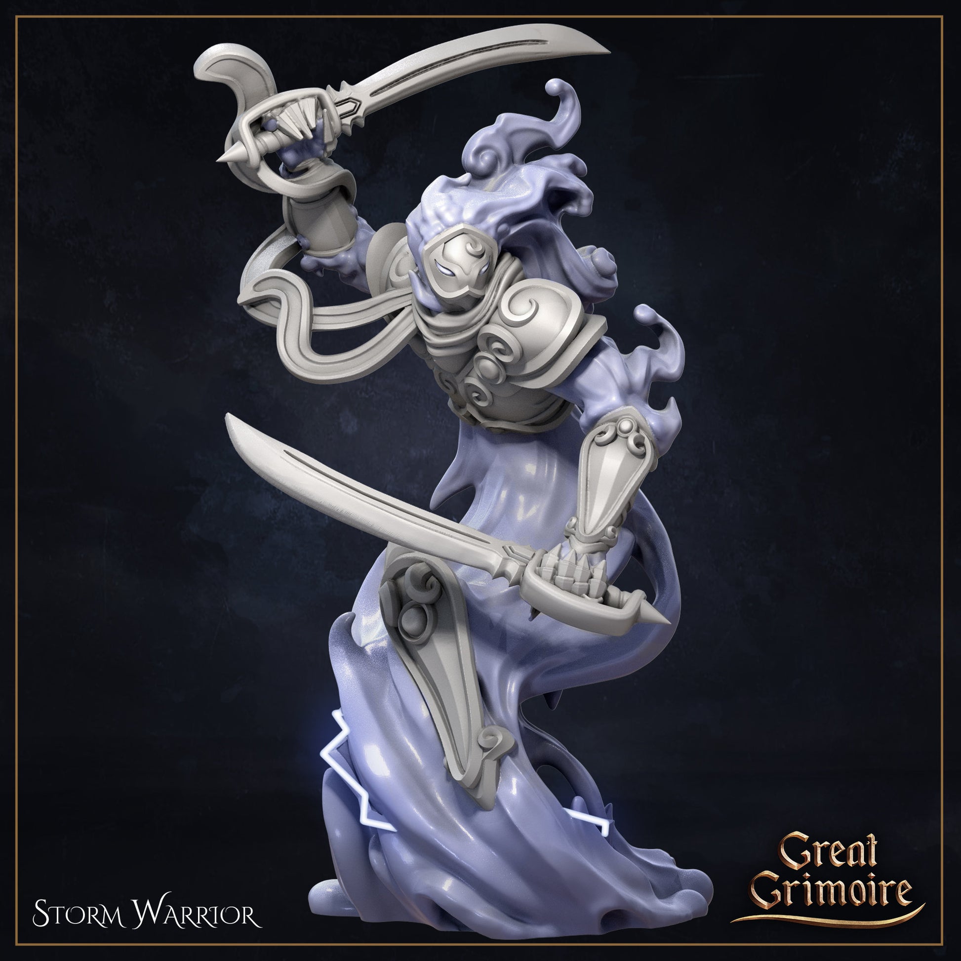 Storm Spirit Miniature | Tabletop RPG Miniature | Great Grimoire | Roleplaying 3D Printed Fantasy Mini - 3DPrintDen