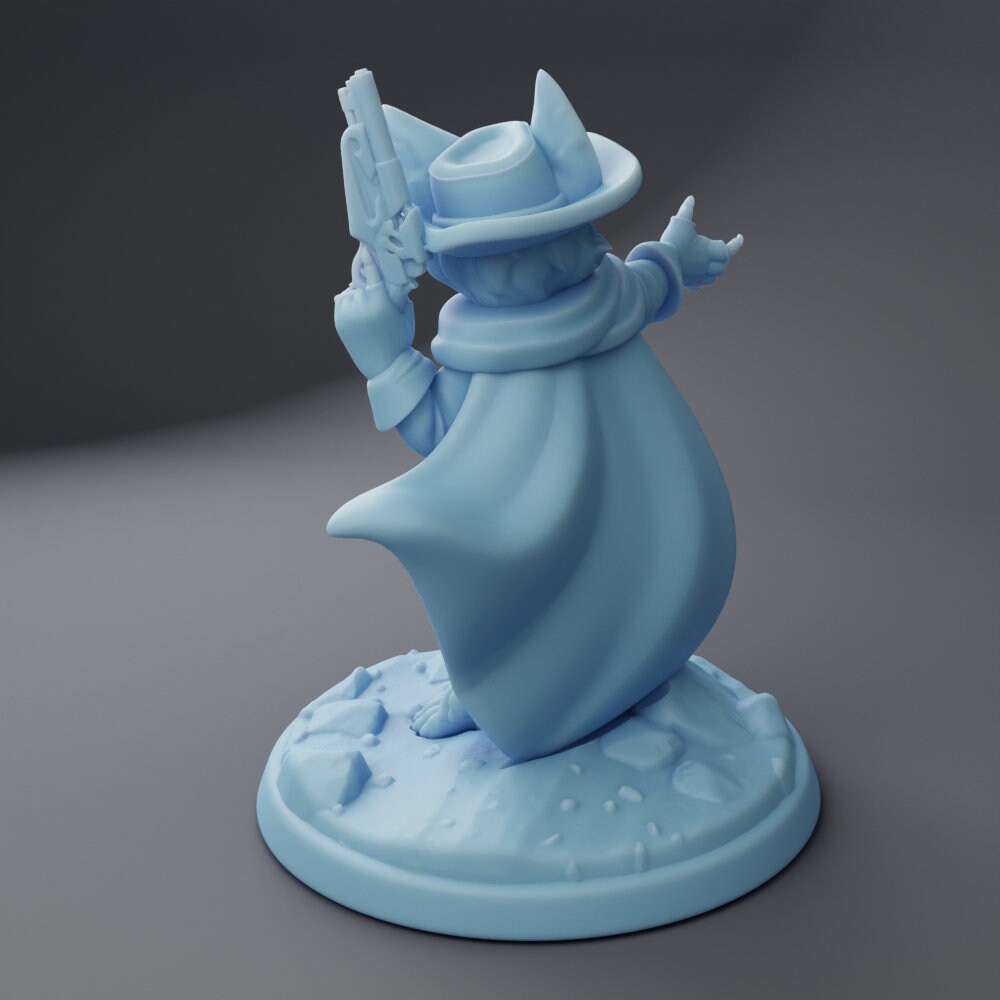 Foxgirl Deputy Miniature, Lucille | Twin Goddess Miniatures | Tabletop RPG Miniature | Roleplaying 3D Printed Fantasy Mini - 3DPrintDen