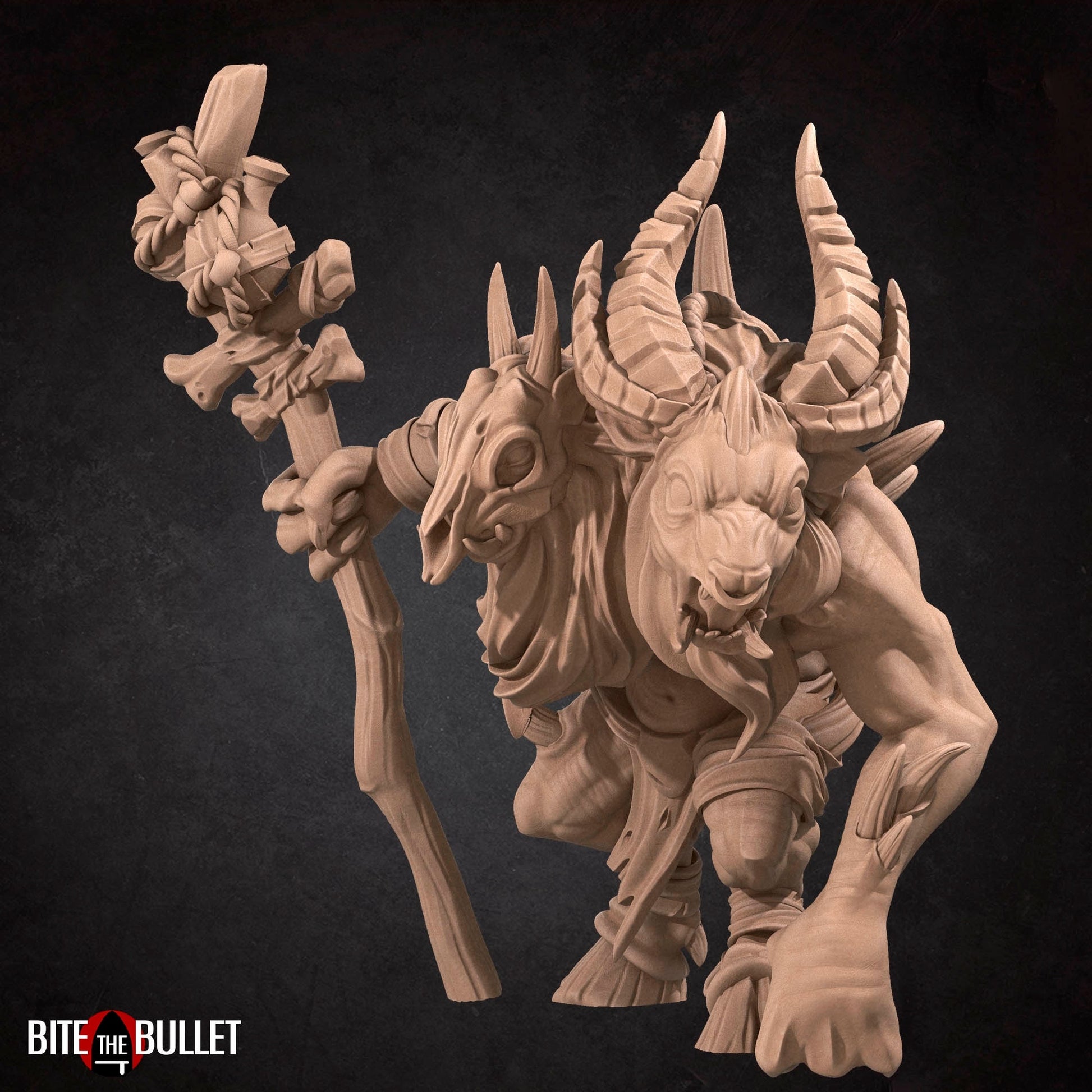 Satyr Shaman Miniature | Tabletop RPG Miniature | Bite the Bullet | Roleplaying 3D Printed Fantasy Mini - 3DPrintDen