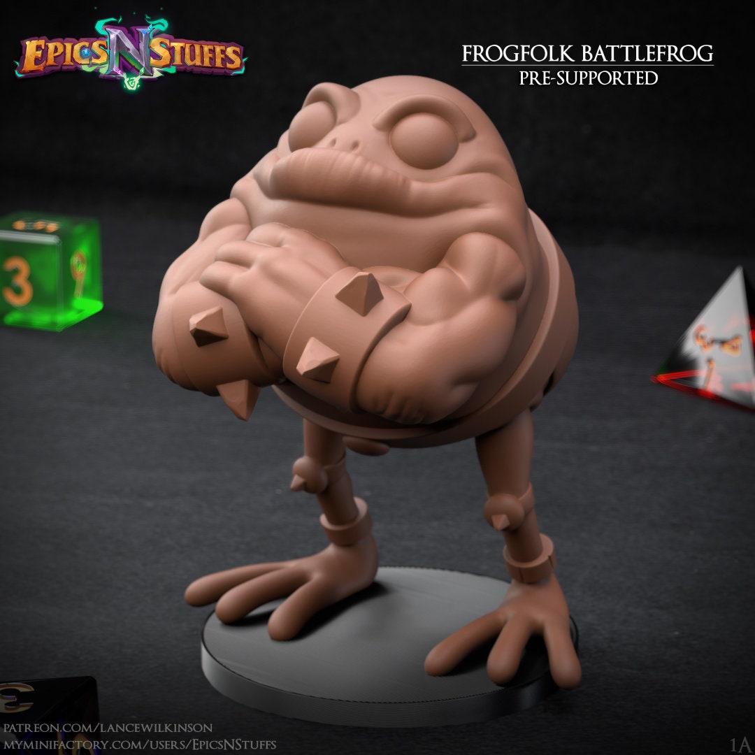 Battle Toad Miniature | Tabletop RPG Miniature | Epic 'N' Stuff | Roleplaying 3D Printed Fantasy Mini - 3DPrintDen