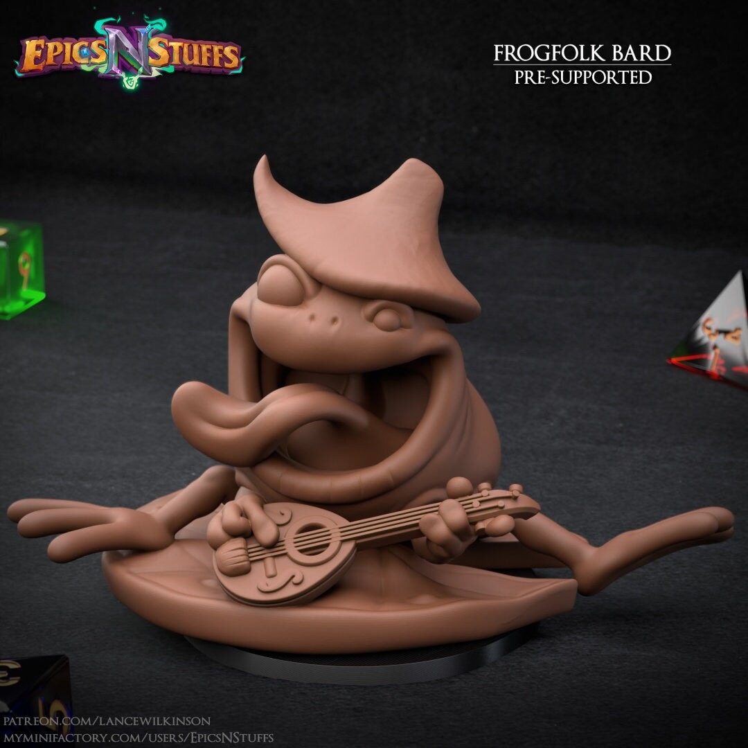 Frogfolk Bard Miniature | Tabletop RPG Miniature | Epic 'N' Stuff | Roleplaying 3D Printed Fantasy Mini - 3DPrintDen