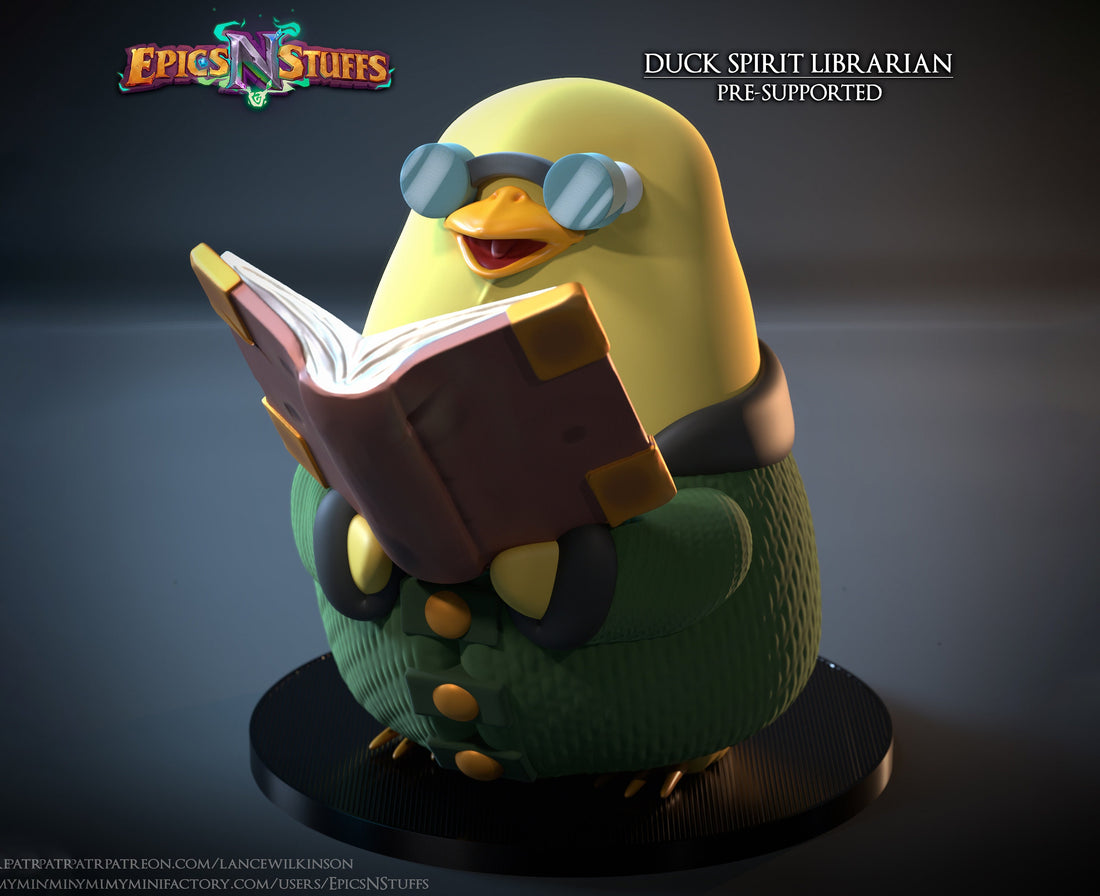 Duck Spirit Librarian Miniature | Tabletop RPG Miniature | Epic 'N' Stuff | Roleplaying 3D Printed Fantasy Mini - 3DPrintDen