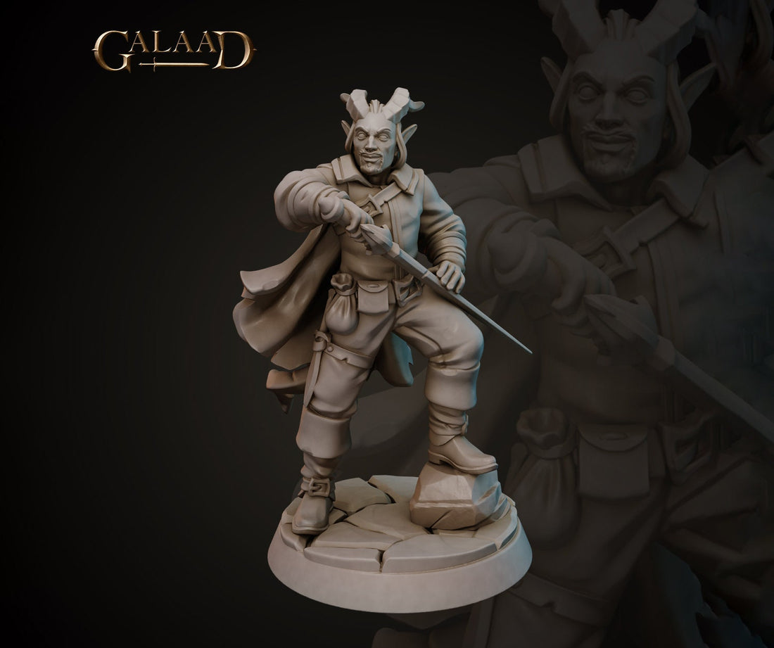 Tiefling Duelist Miniature | Tabletop RPG Miniature | Galaad Miniatures | Roleplaying 3D Printed Fantasy Mini - 3DPrintDen