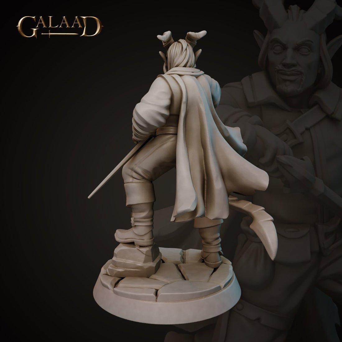 Tiefling Duelist Miniature | Tabletop RPG Miniature | Galaad Miniatures | Roleplaying 3D Printed Fantasy Mini - 3DPrintDen