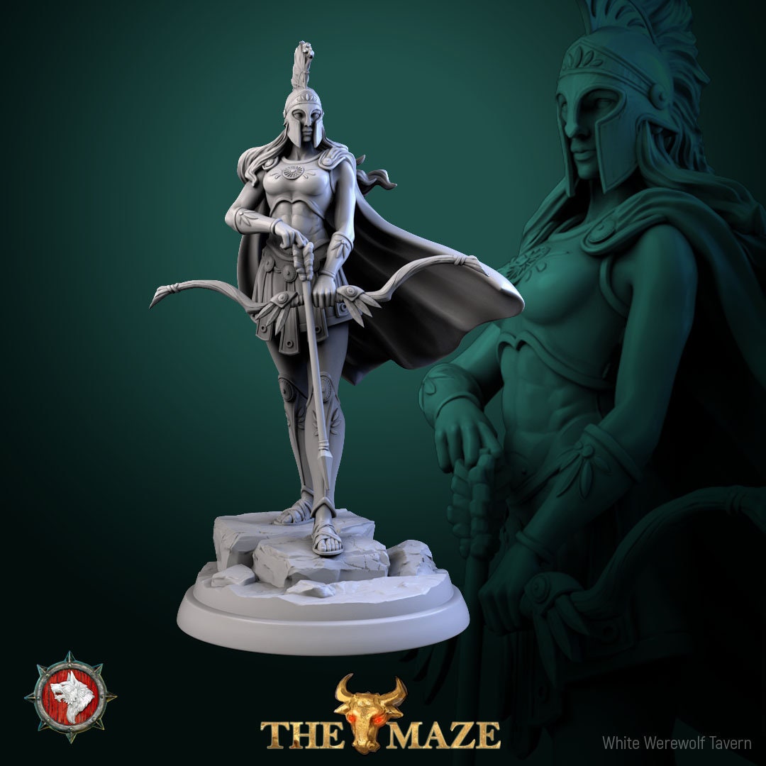 Amazon Warrior Miniature | Tabletop RPG Miniature | White Werewolf Tavern | Roleplaying 3D Printed Fantasy Mini - 3DPrintDen