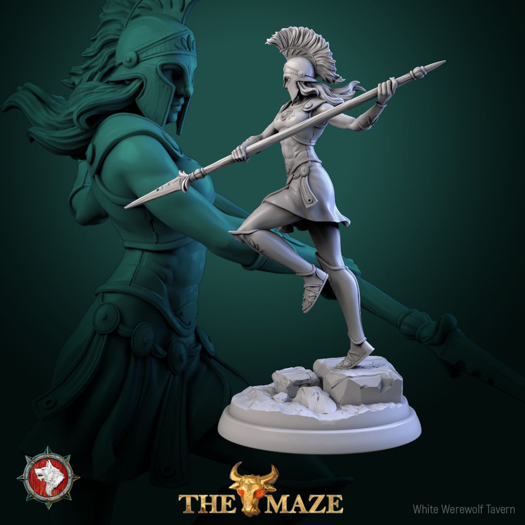 Amazon Warrior Miniature | Tabletop RPG Miniature | White Werewolf Tavern | Roleplaying 3D Printed Fantasy Mini - 3DPrintDen