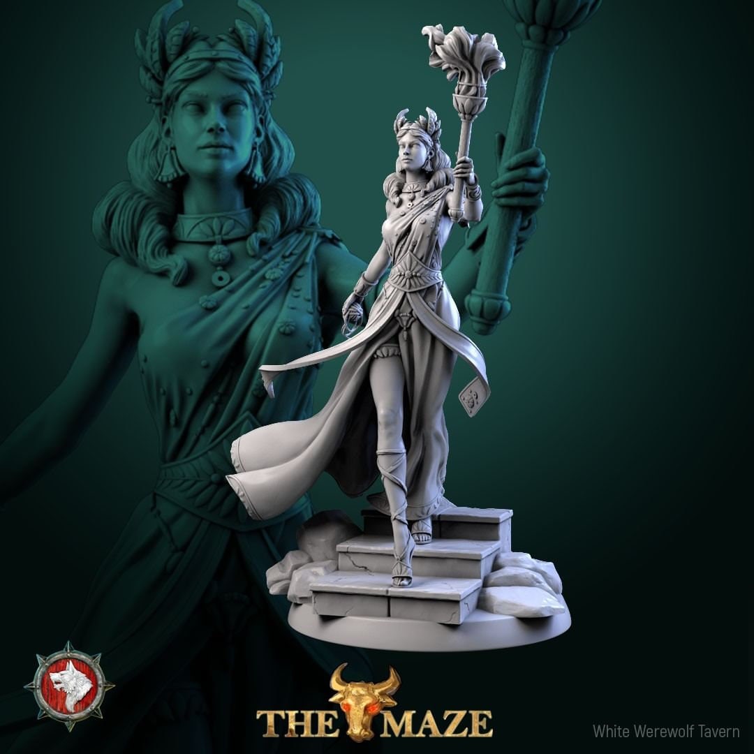 Princess Miniature, Ariadne | Tabletop RPG Miniature | White Werewolf Tavern | Roleplaying 3D Printed Fantasy Mini - 3DPrintDen