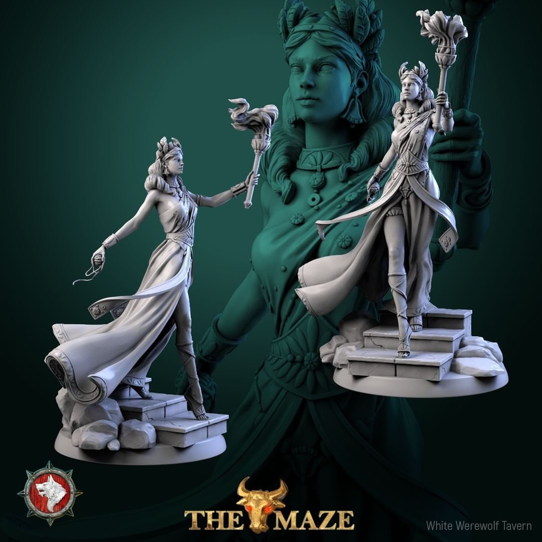 Princess Miniature, Ariadne | Tabletop RPG Miniature | White Werewolf Tavern | Roleplaying 3D Printed Fantasy Mini - 3DPrintDen