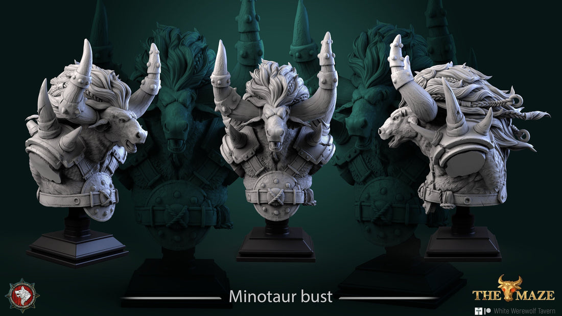 Minotaur Bust | Tabletop RPG Miniature | White Werewolf Tavern | Roleplaying 3D Printed Fantasy Mini - 3DPrintDen