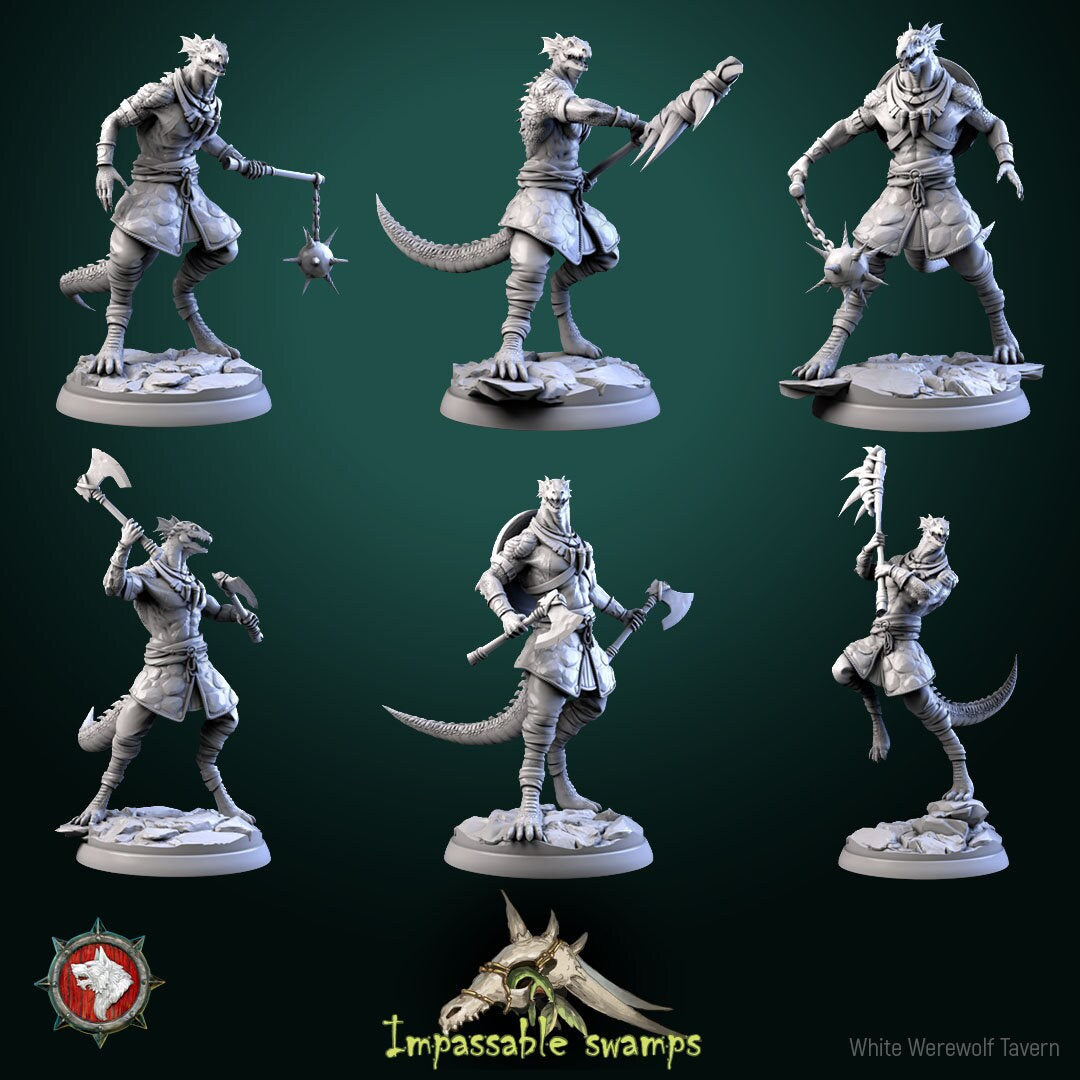 Lizardfolk Warrior Miniature | Tabletop RPG Miniature | White Werewolf Tavern | Roleplaying 3D Printed Fantasy Mini - 3DPrintDen