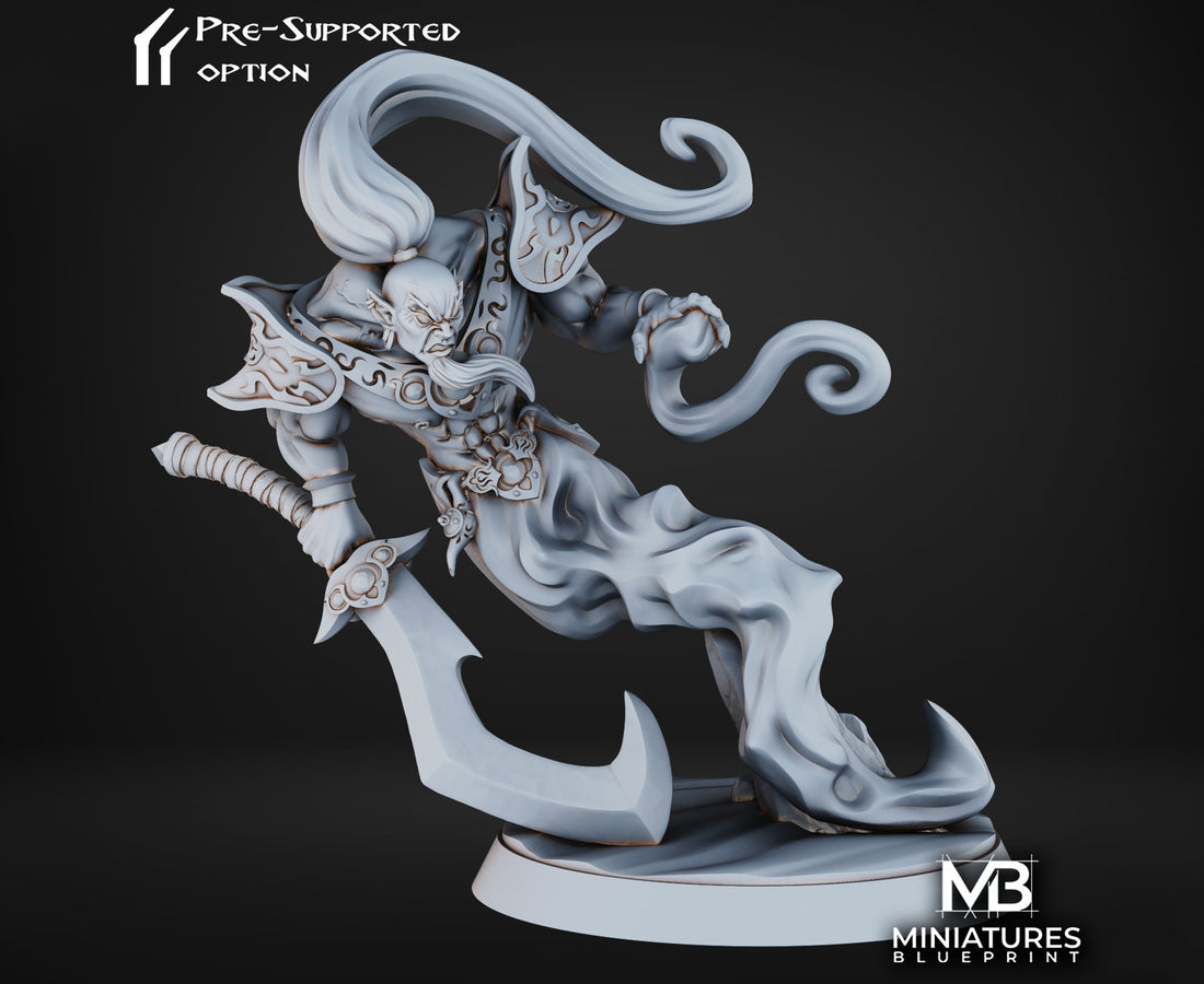 Djinn Warrior Miniature | Tabletop RPG Miniature | Miniatures Blueprint | Roleplaying 3D Printed Fantasy Mini - 3DPrintDen