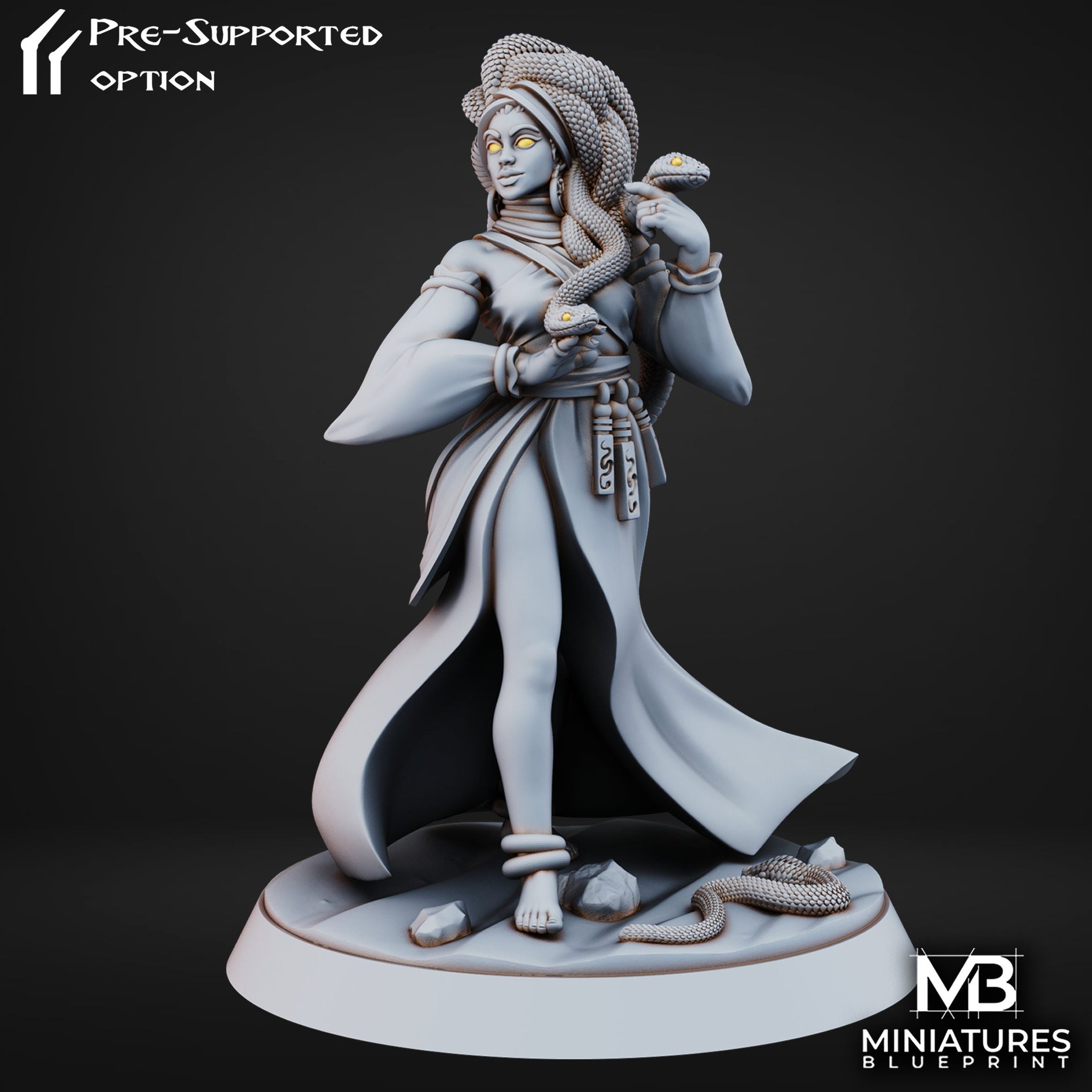 Medusa Miniature | Tabletop RPG Miniature | Miniatures Blueprint | Roleplaying 3D Printed Fantasy Mini - 3DPrintDen