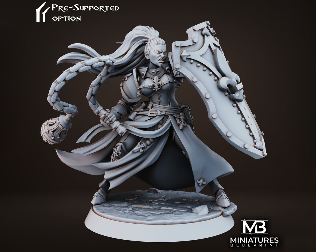 Battle Sister Paladin Miniature | Tabletop RPG Miniature | Miniatures Blueprint | Roleplaying 3D Printed Fantasy Mini - 3DPrintDen