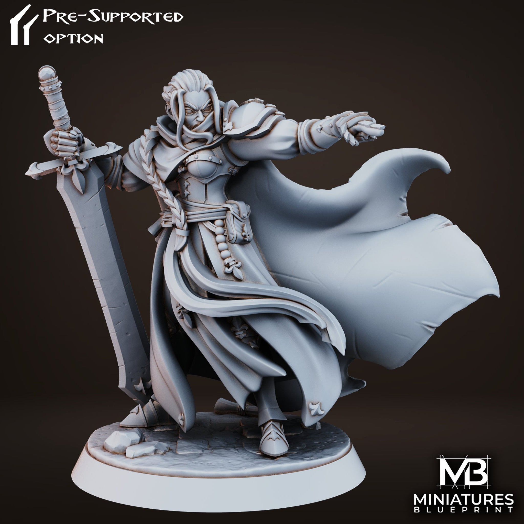 Battle Sister Captain Miniature | Tabletop RPG Miniature | Miniatures Blueprint | Roleplaying 3D Printed Fantasy Mini - 3DPrintDen