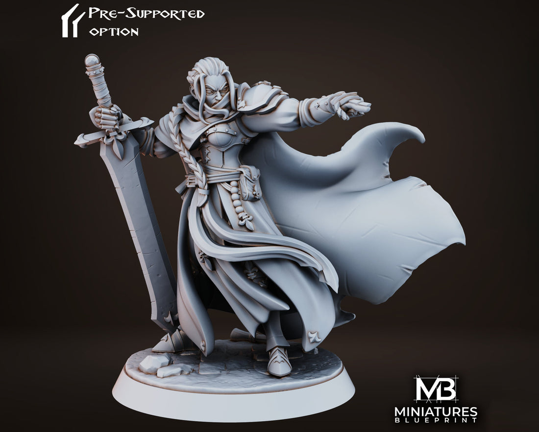 Battle Sister Captain Miniature | Tabletop RPG Miniature | Miniatures Blueprint | Roleplaying 3D Printed Fantasy Mini - 3DPrintDen