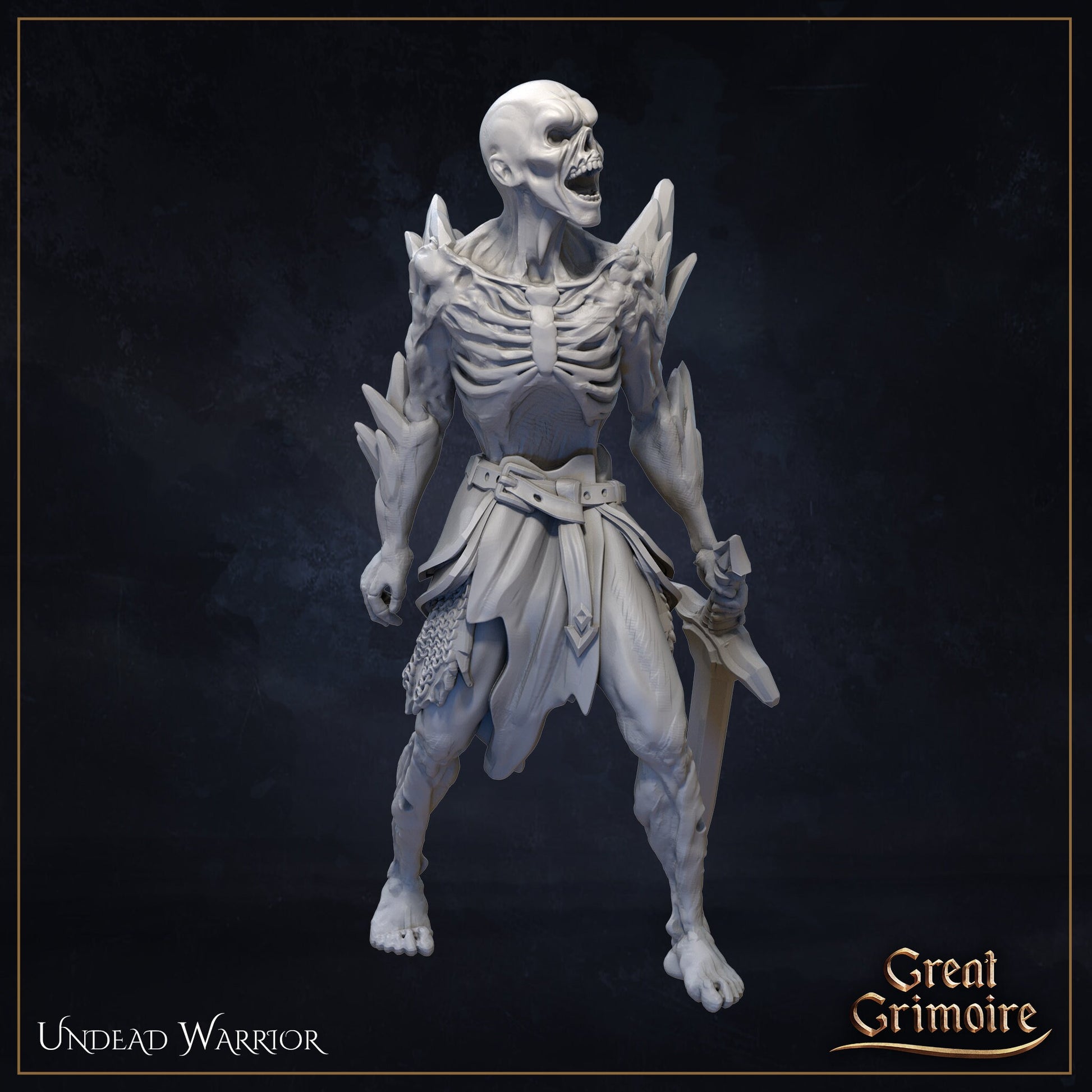 Frozen Undead Miniature | Tabletop RPG Miniature | Great Grimoire | Roleplaying 3D Printed Fantasy Mini - 3DPrintDen