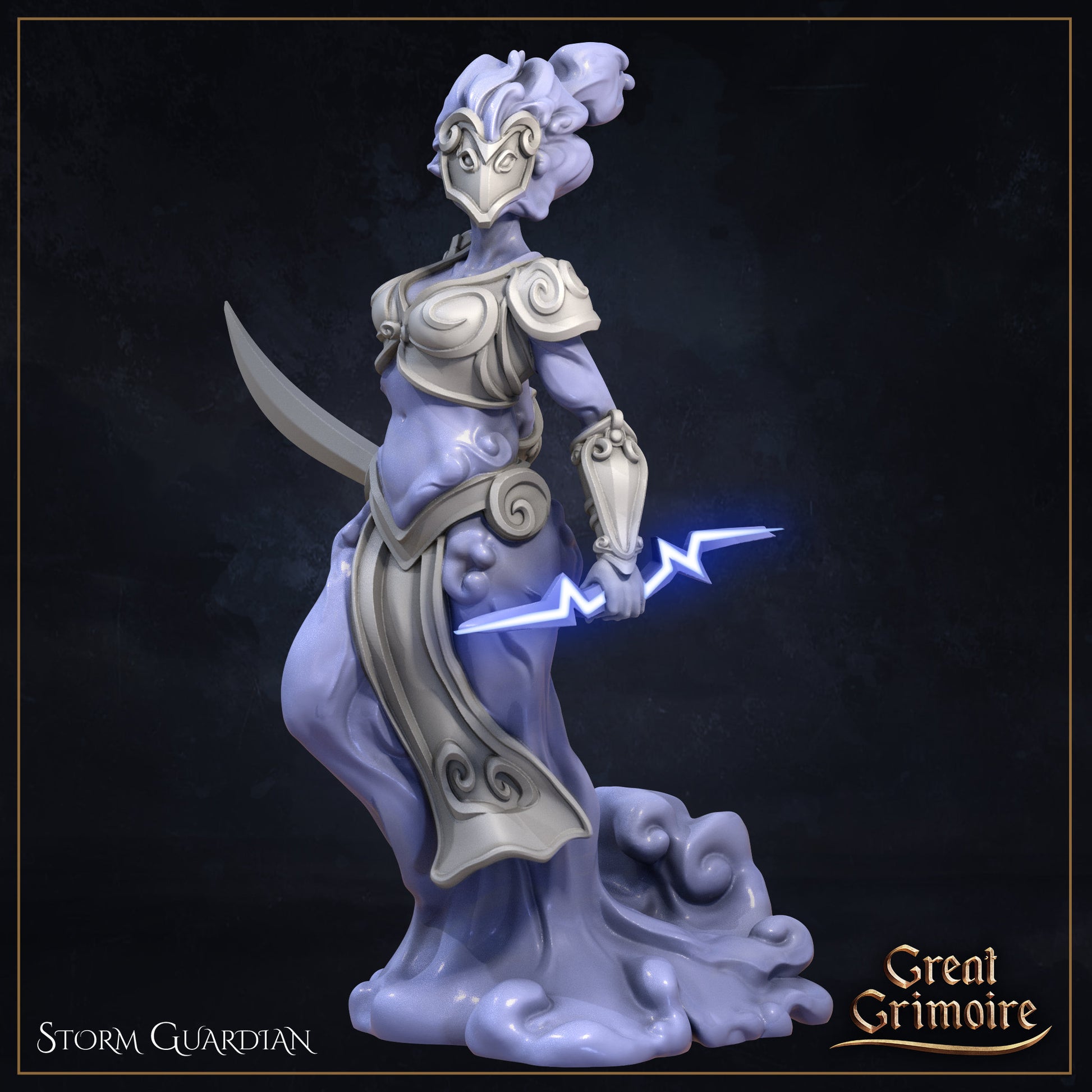 Storm Spirit Miniature | Tabletop RPG Miniature | Great Grimoire | Roleplaying 3D Printed Fantasy Mini - 3DPrintDen