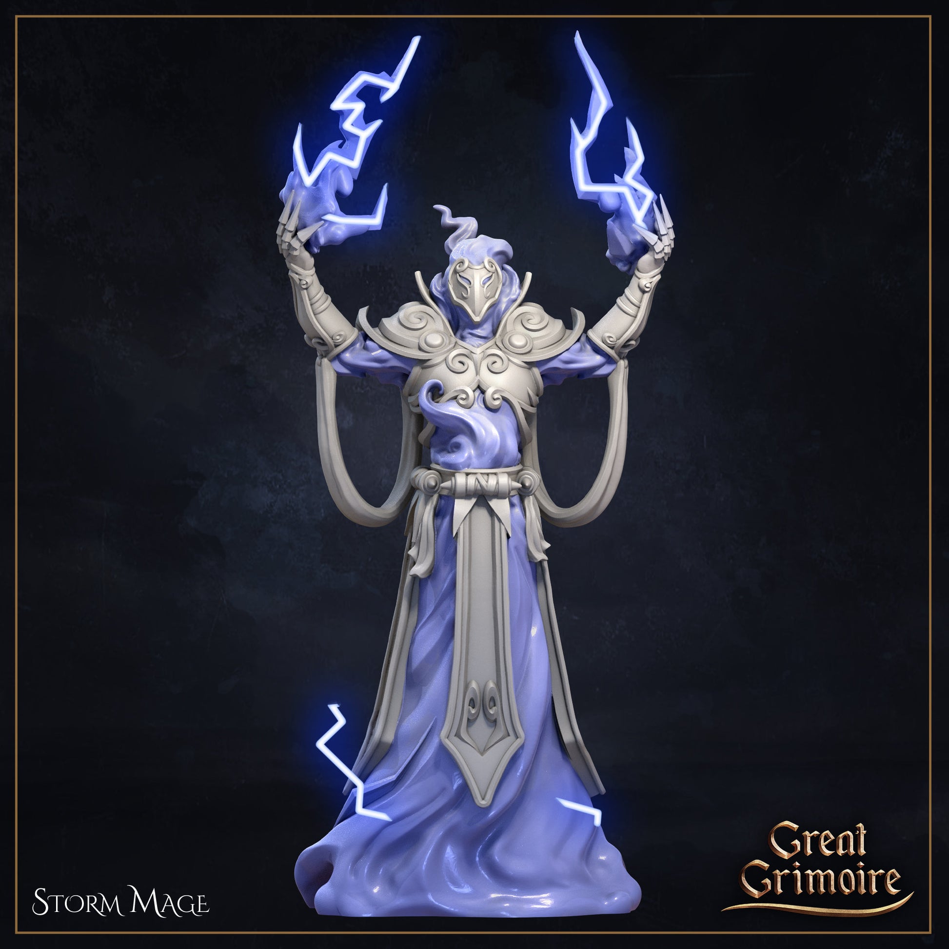 Storm Spirit Miniature | Tabletop RPG Miniature | Great Grimoire | Roleplaying 3D Printed Fantasy Mini - 3DPrintDen