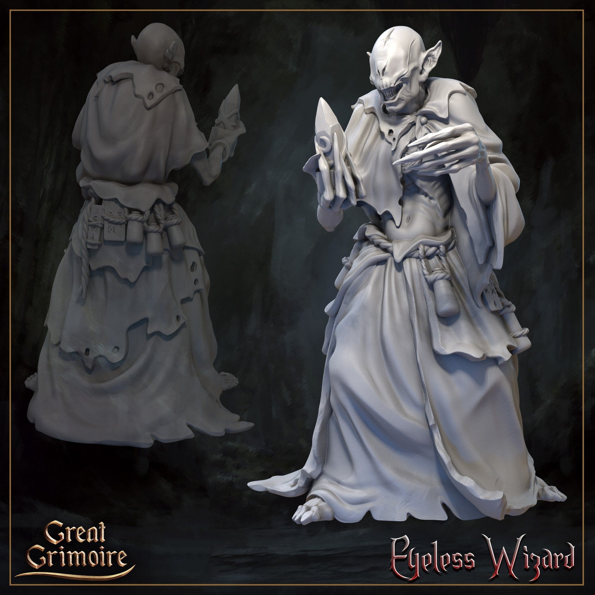 Eyeless Miniature | Tabletop RPG Miniature | Great Grimoire | Roleplaying 3D Printed Fantasy Mini - 3DPrintDen